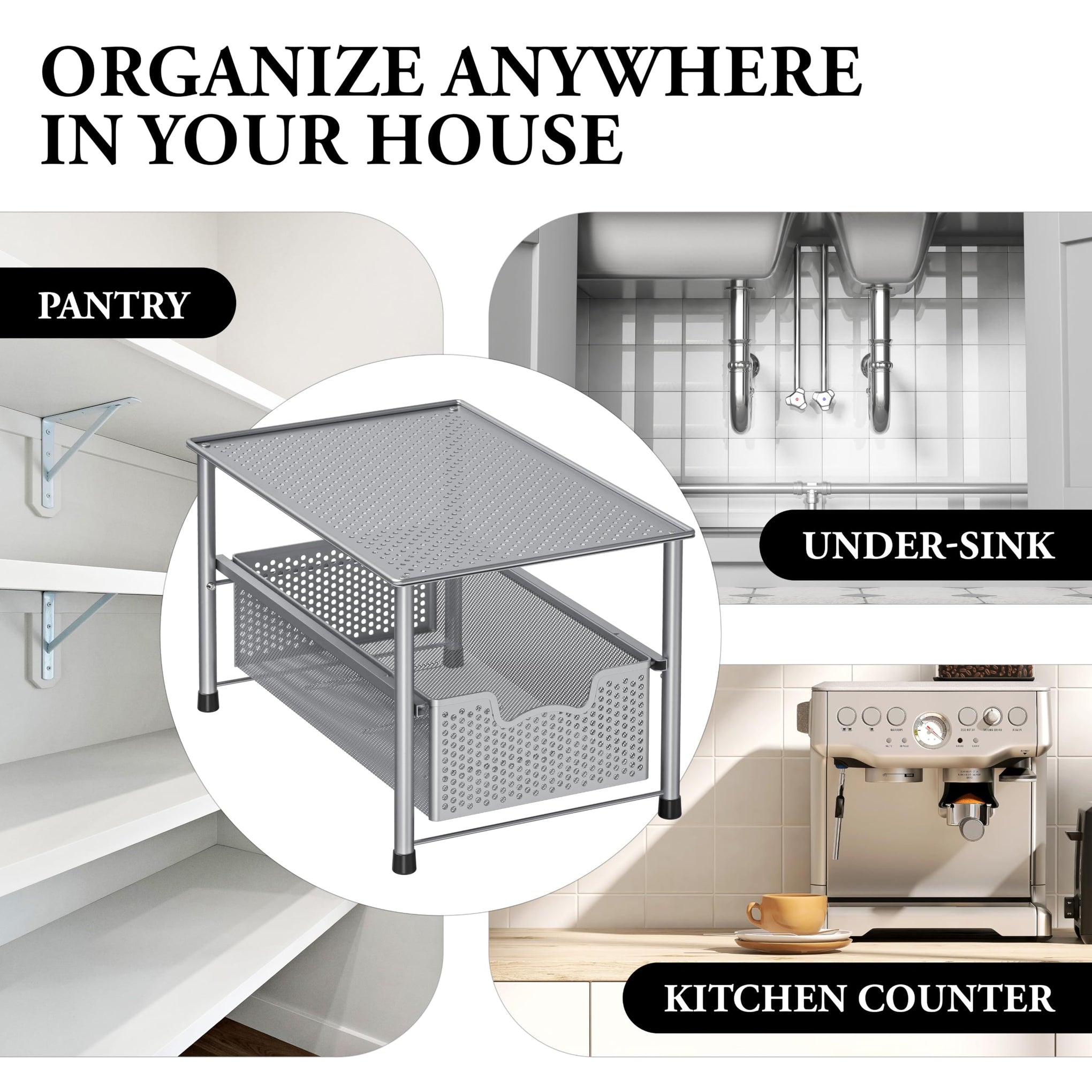 Stackable Under Sink Sliding Basket Drawer