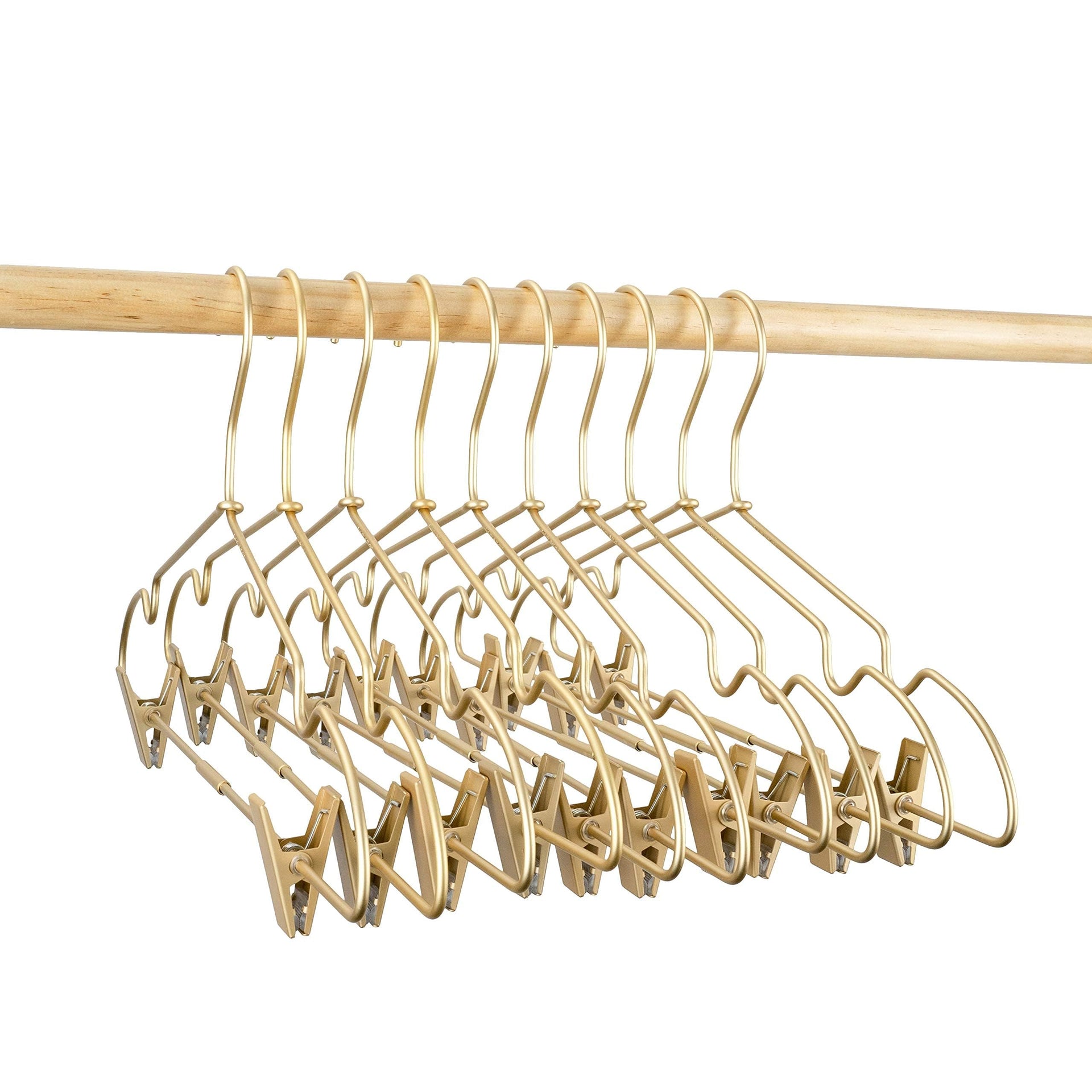 12.5" Gold Metal Baby Clothes Clips Hanger Children Kids Coat Hanger Display and Storage 10Pack (10 Count)