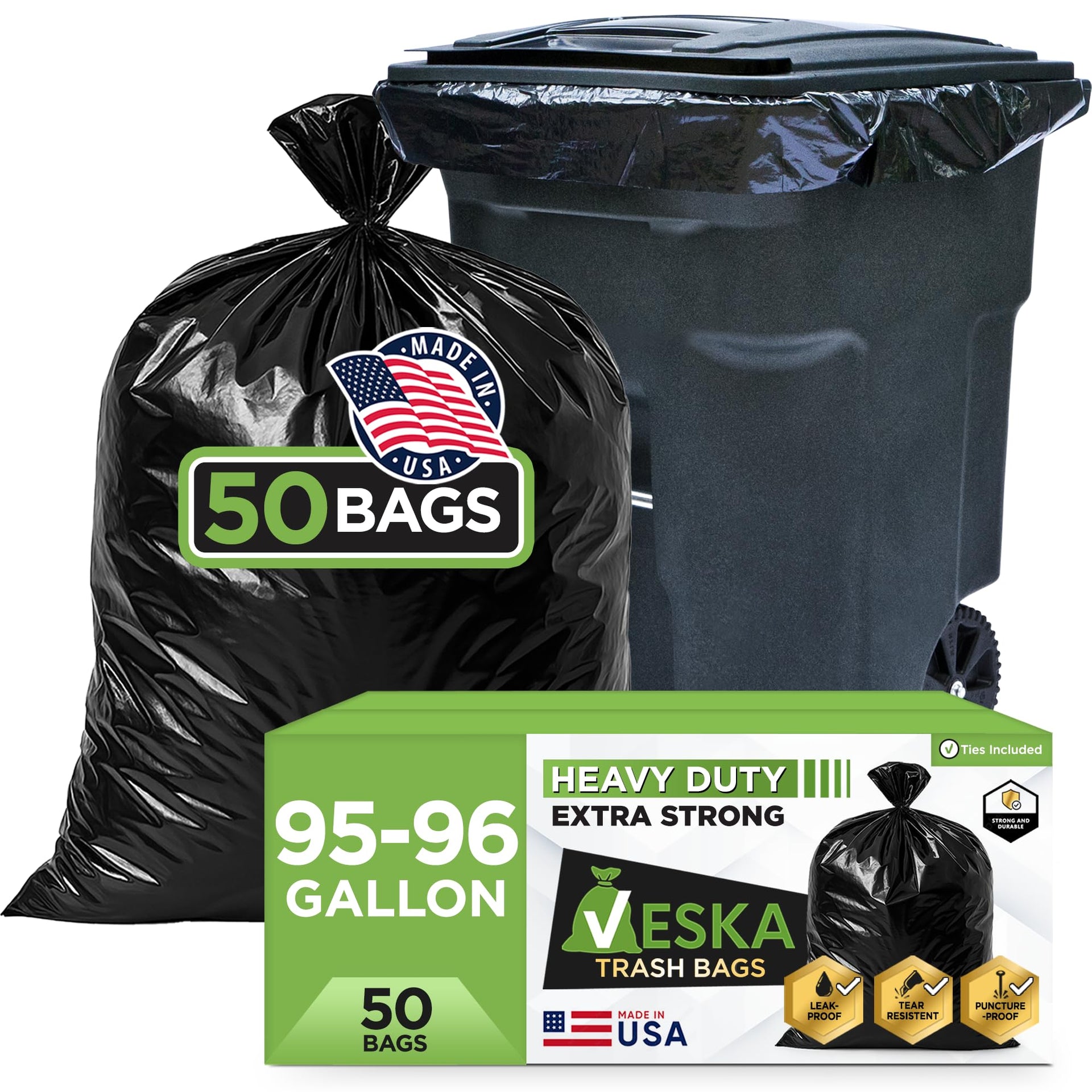 95 96 Gallon Trash Bags Heavy Duty (50 Count)