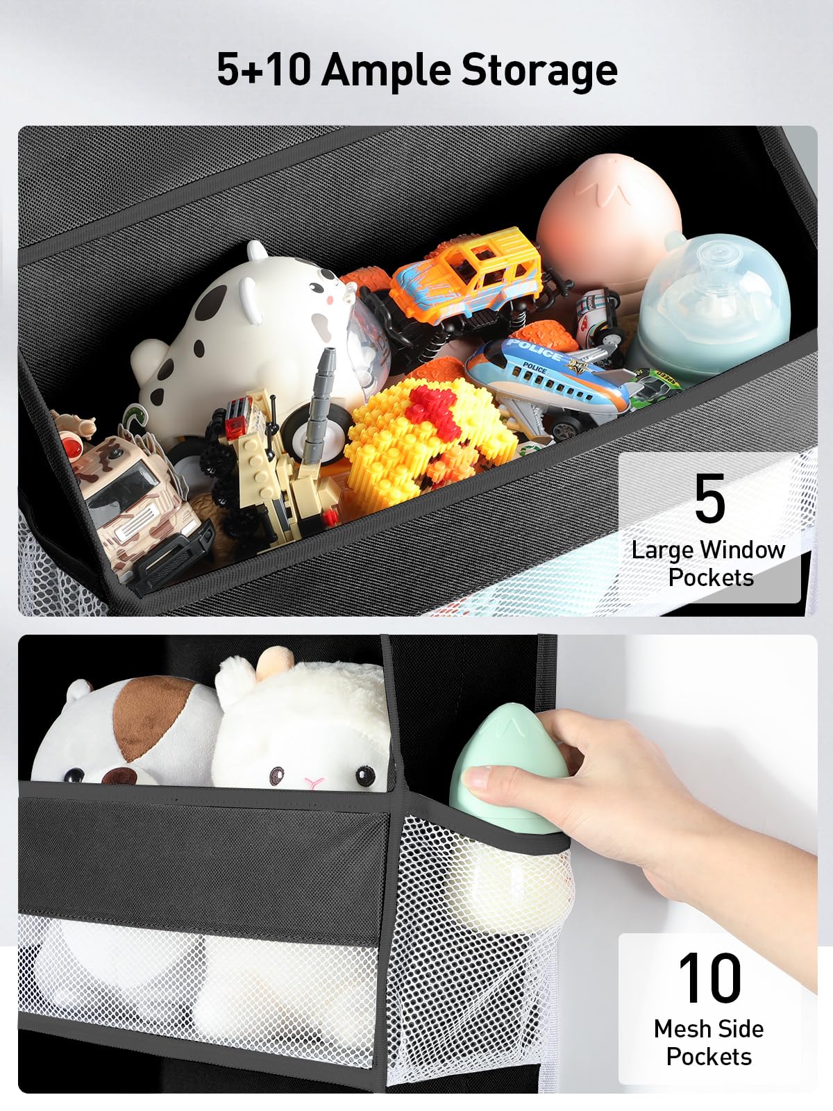 1 Pc Over the Door Organizer with 5 Bins 10 Side Pockets