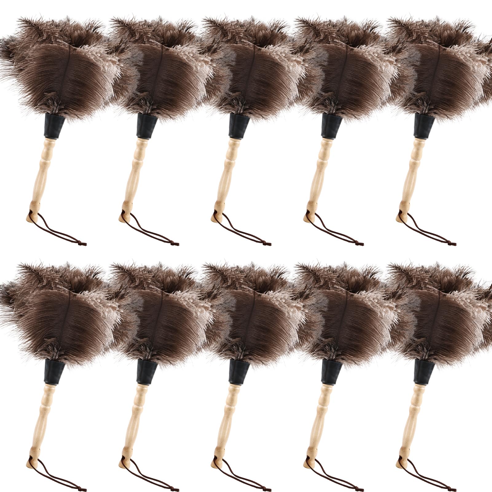Ostrich Feather Duster 14" Natural Handheld Reusable Feathers Dusters with Wooden Handle for Cleaning Supplies Home Car Office
