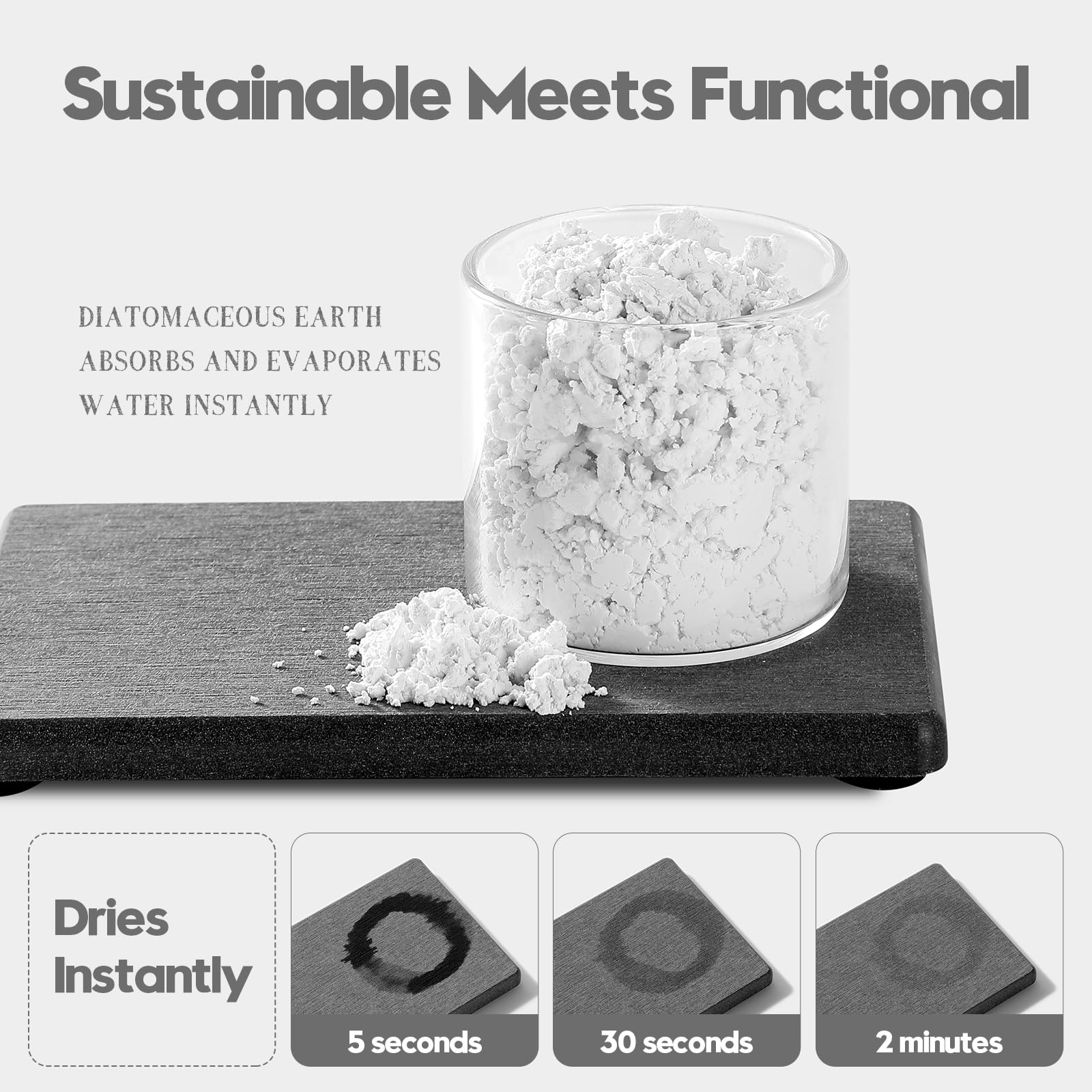 4PCS Water Absorbing Sponge Holder Diatomite Stone Sink Tray Mat (4 Count)