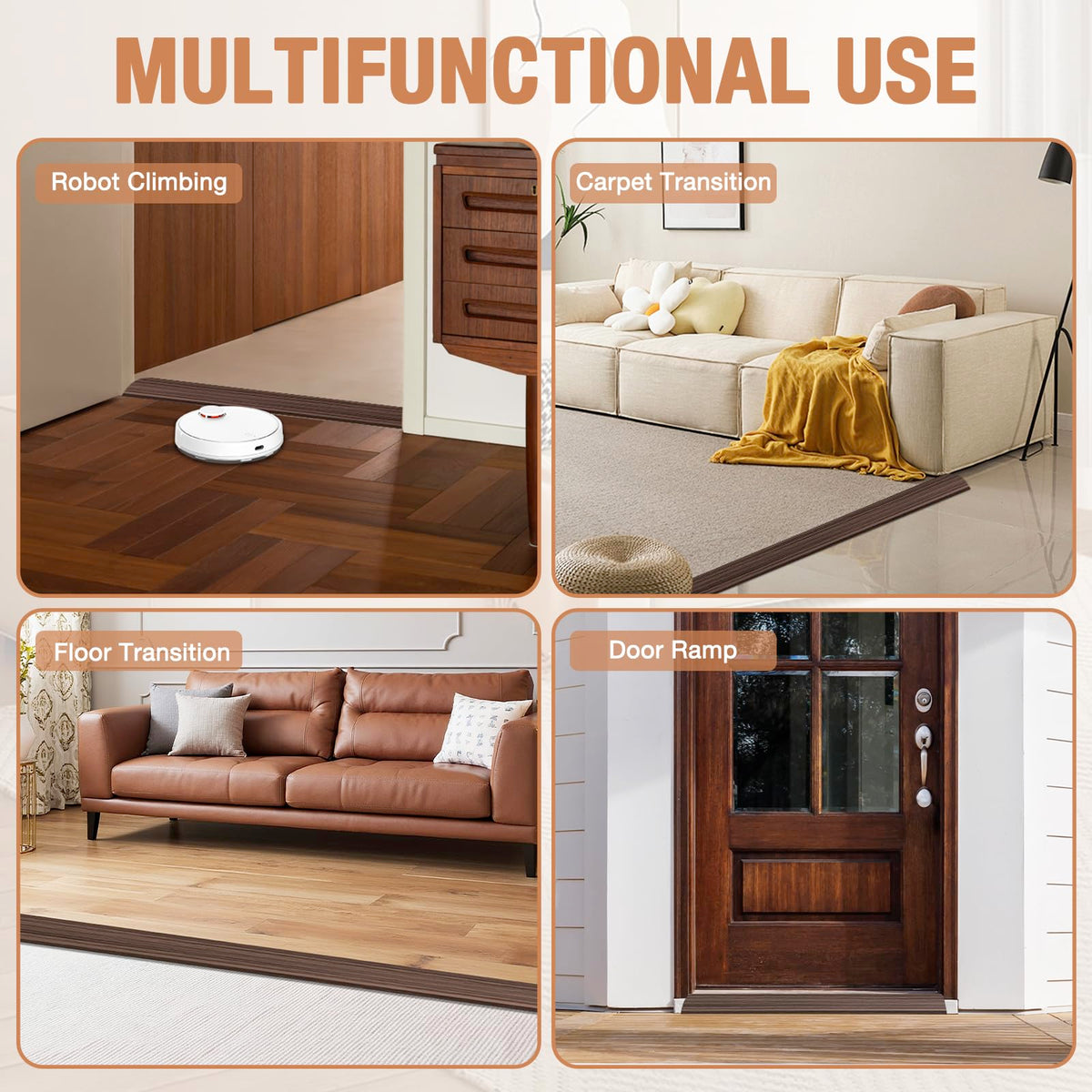 Floor Transition Strip Self Adhesive Vinyl Door Threshold Strip (10 Foot)