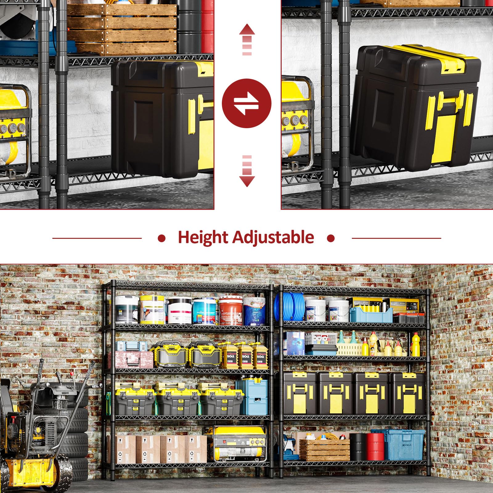 5 Tier Adjustable Heavy Duty Metal Storage Shelving Unit