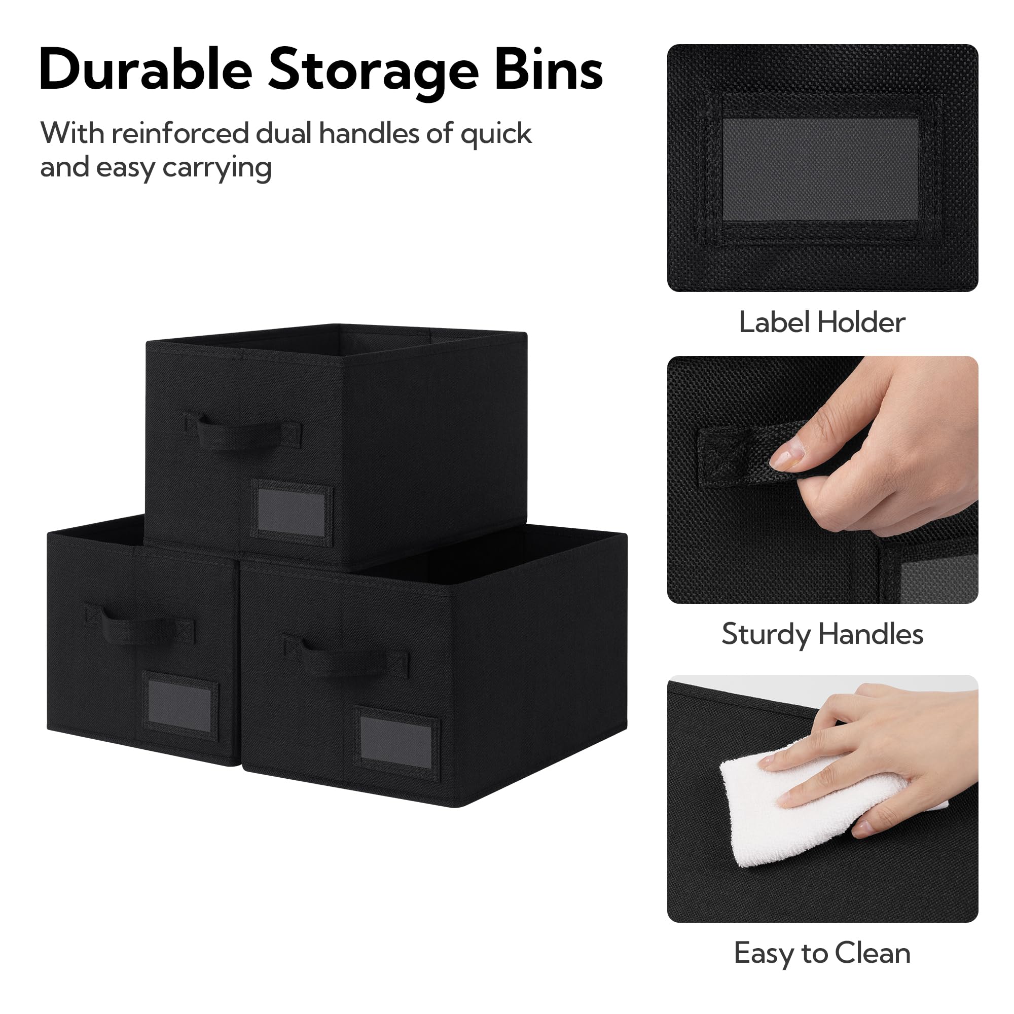 Closet Storage Bins with Label (3 Count)