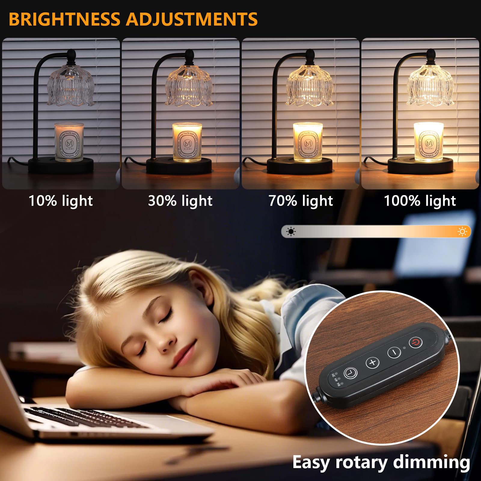 Black Candle Warmer Lamp with Timer and Dimmer