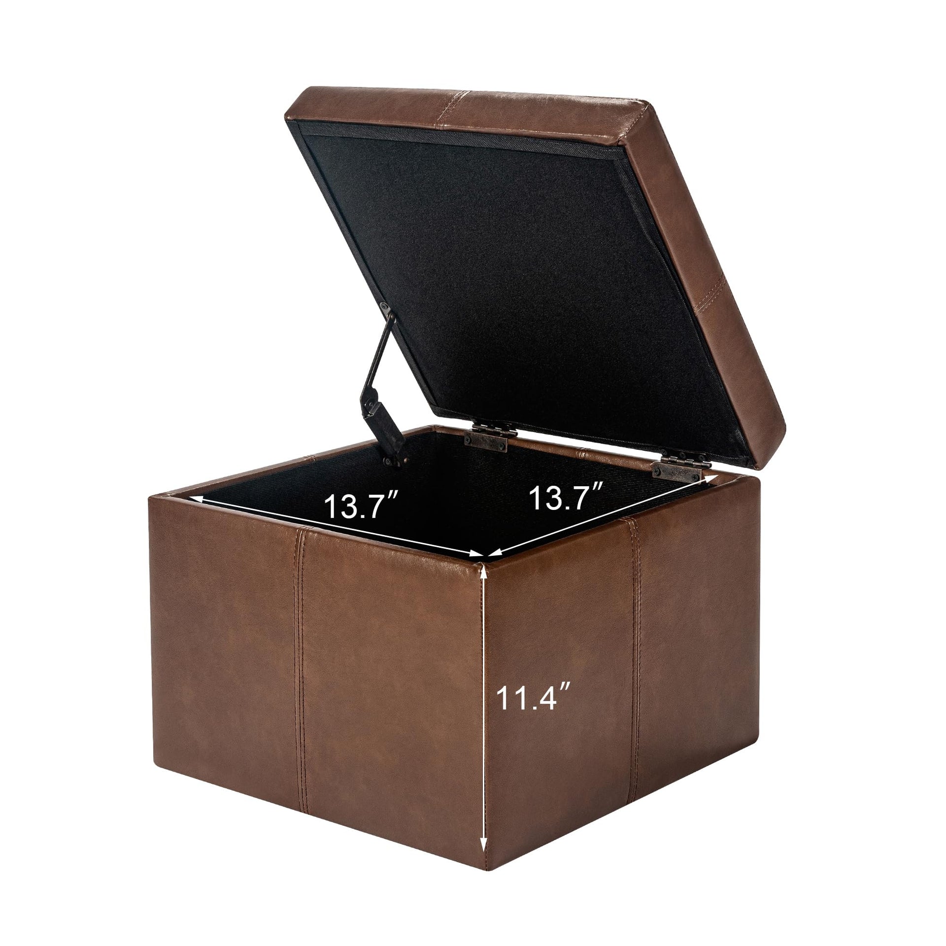 Faux Leather Storage Ottoman Bench for Living Room & Bedroom