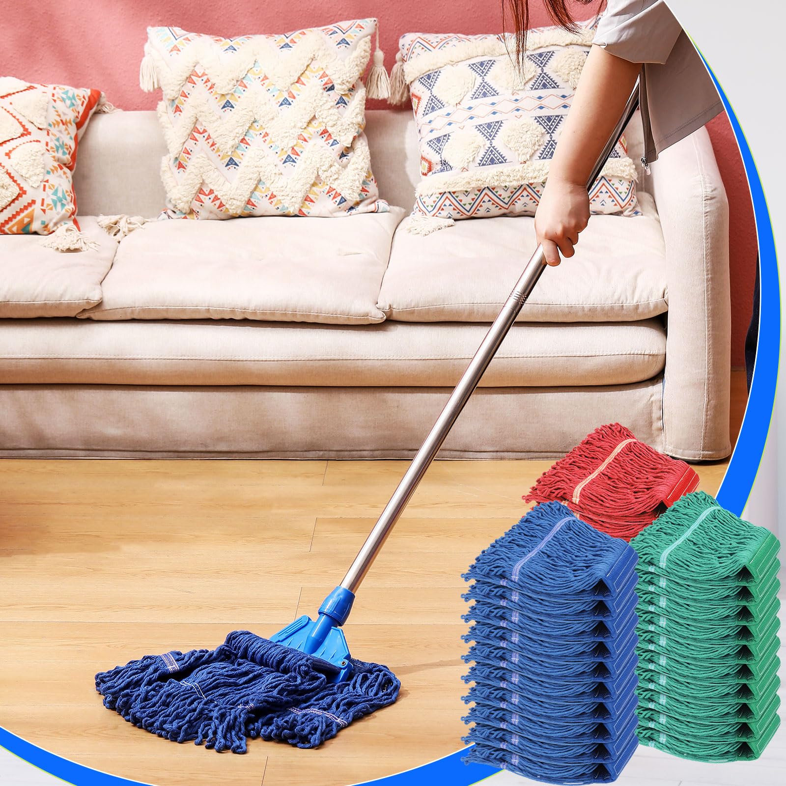 30 Pieces Commercial Mop Head Replacement Floor Cleaning Wet Mop Heads Heavy Duty Large Cotton String Sweeper Refills for Industrial Home Use (30 Count)