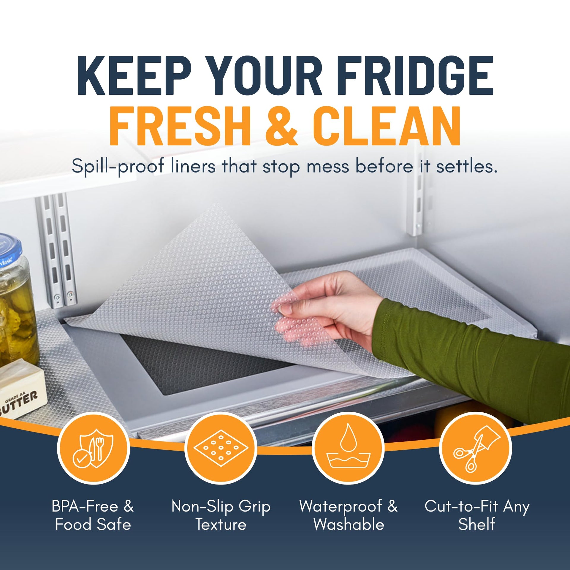Refrigerator Liners for Shelves (11.2 Sq Ft)
