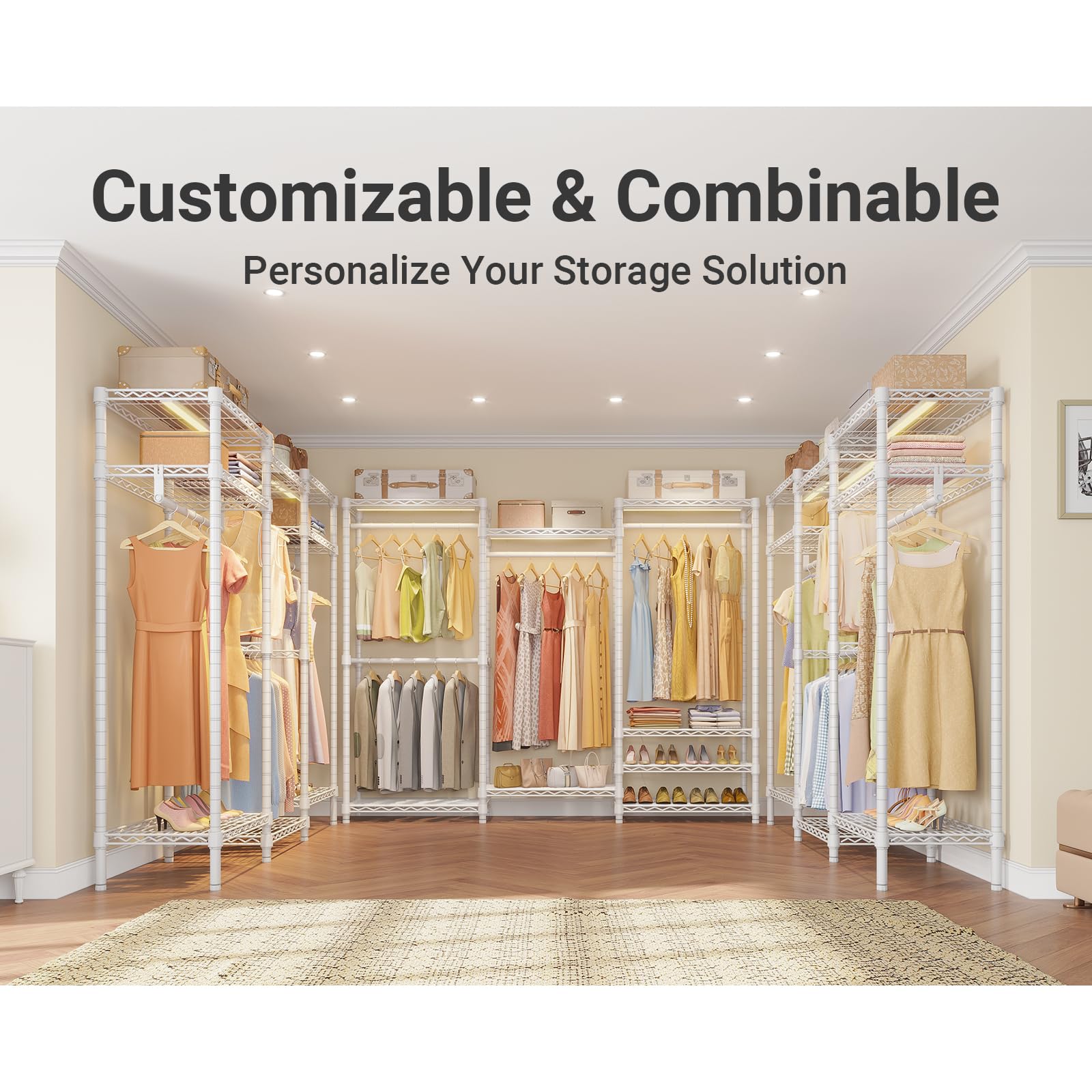 V5L Garment Rack Heavy Duty with Dimmable LED Lights