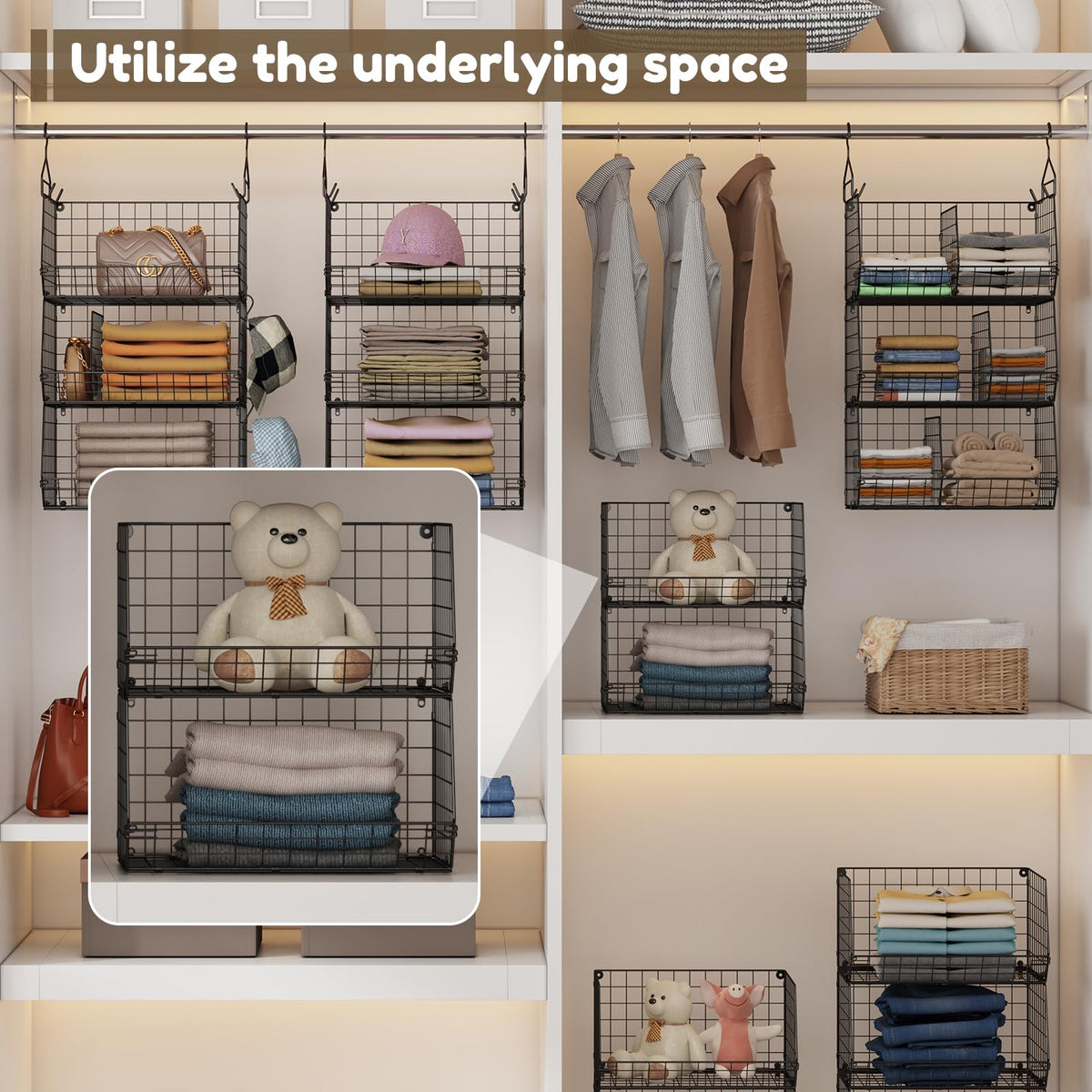 4 Tier Hanging Closet Organizer with Dividers (4 Count)