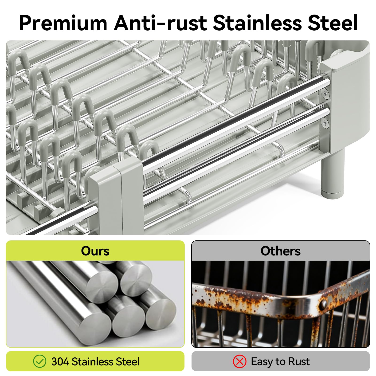Extendable Stainless Dish Drying Rack for Kitchen Counter