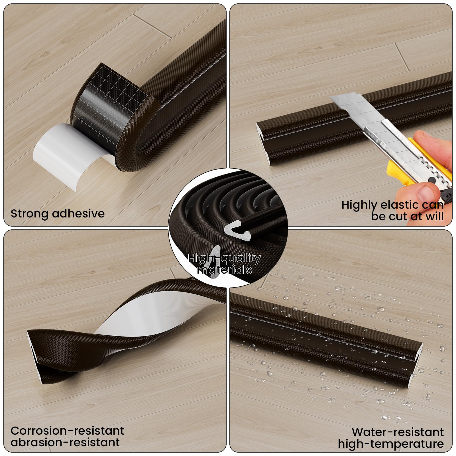V Shape Thin Foam Weather Stripping Door Frame Seal Strip 2Pcs×26FT Brown