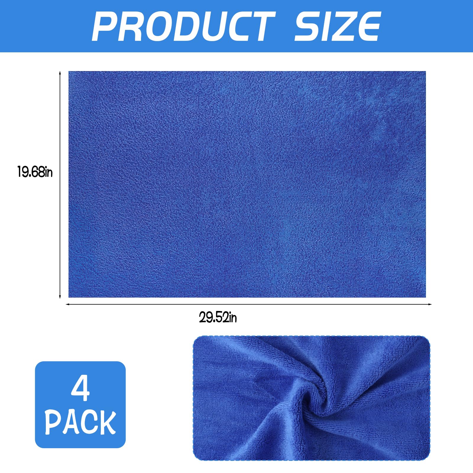 4 Pack Extra Large Microfiber Cleaning Cloths 20"x30" (4 Count)
