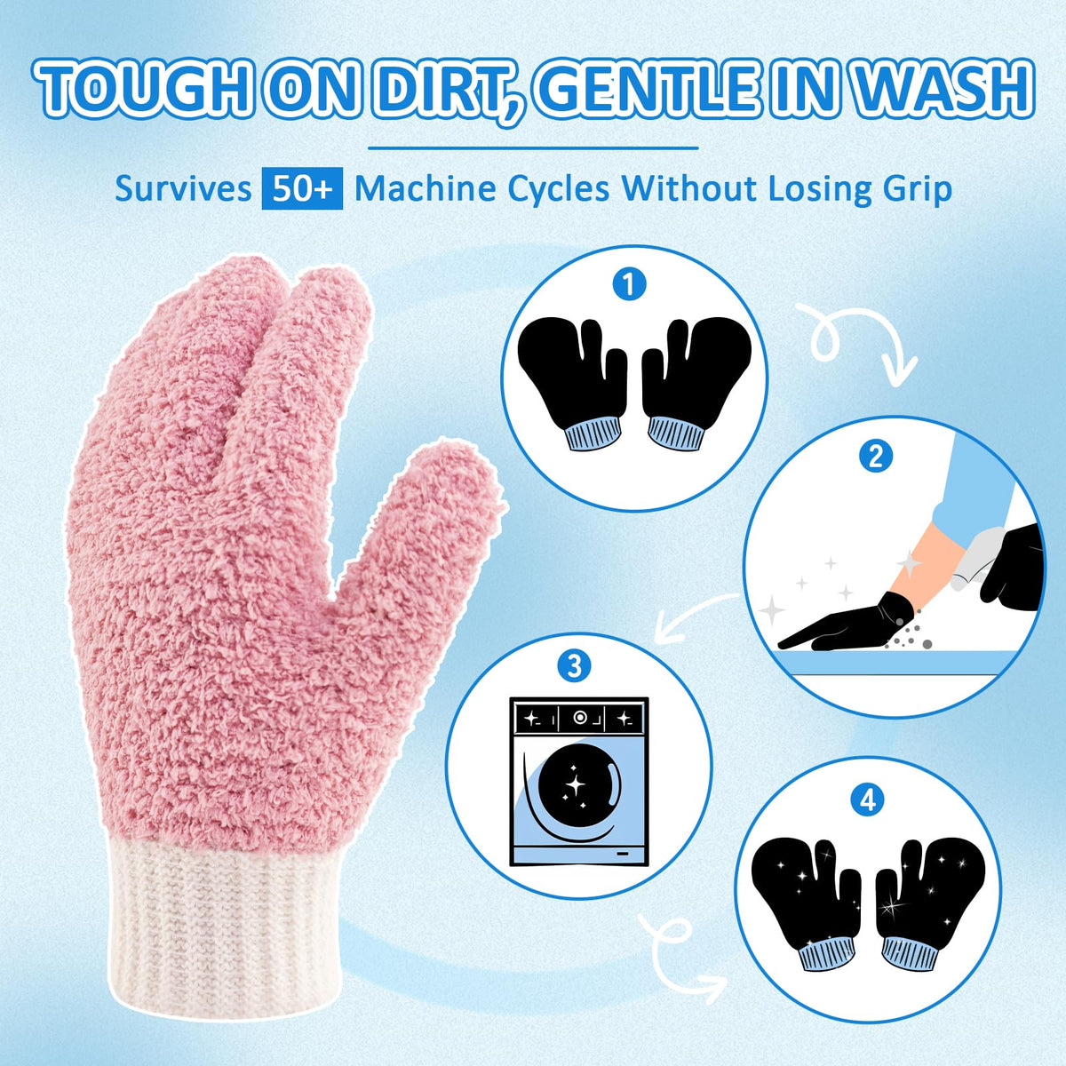Microfiber Dusting Gloves House Cleaning Glove for Blinds (4 Count)