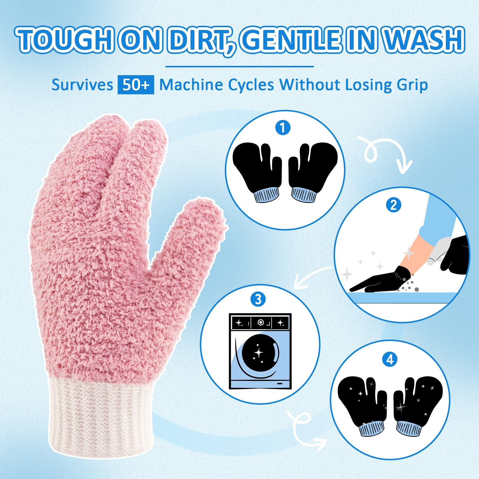 Microfiber Dusting Gloves House Cleaning Glove for Blinds (4 Count)
