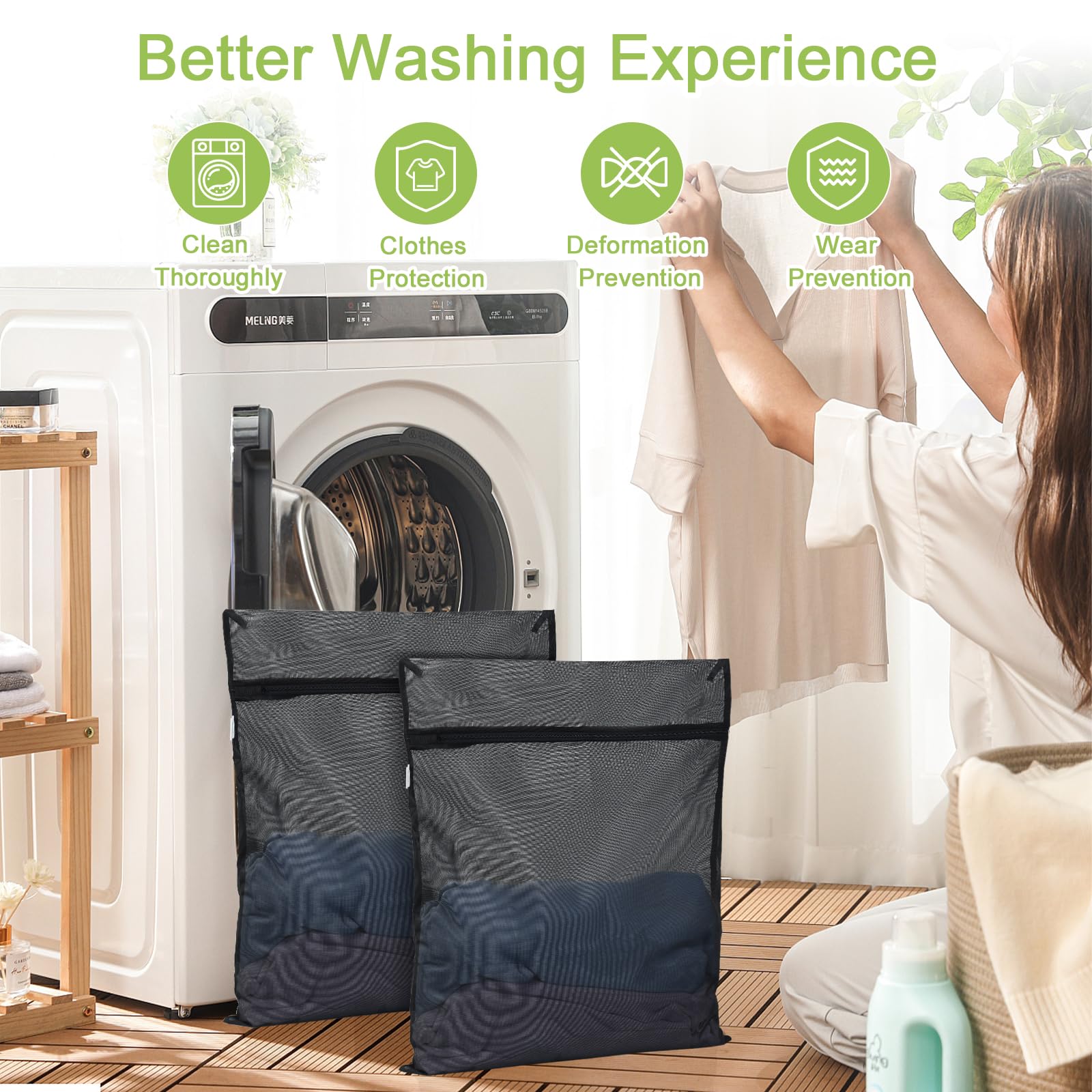 2 Pack Durable Laundry Bags with Zipper 20 x 24 Inch (2 Count)