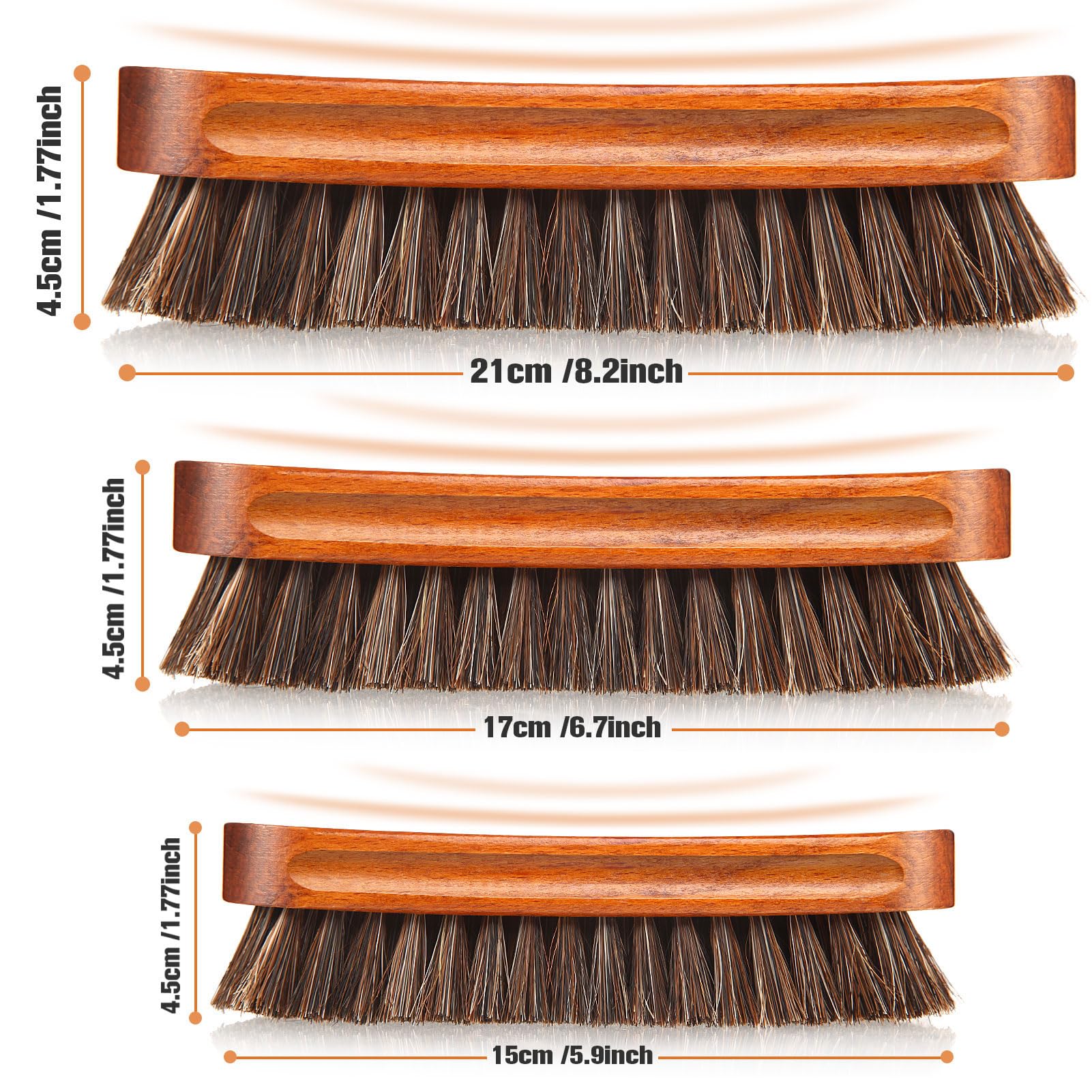 4 Pcs Horsehair Shine Shoes Brush Kit Polish Dauber Applicators Cleaning Leather Shoes Boots Care Brushes Suede Cleaner Brush with Microfiber Shoe Gloves (3 Count)