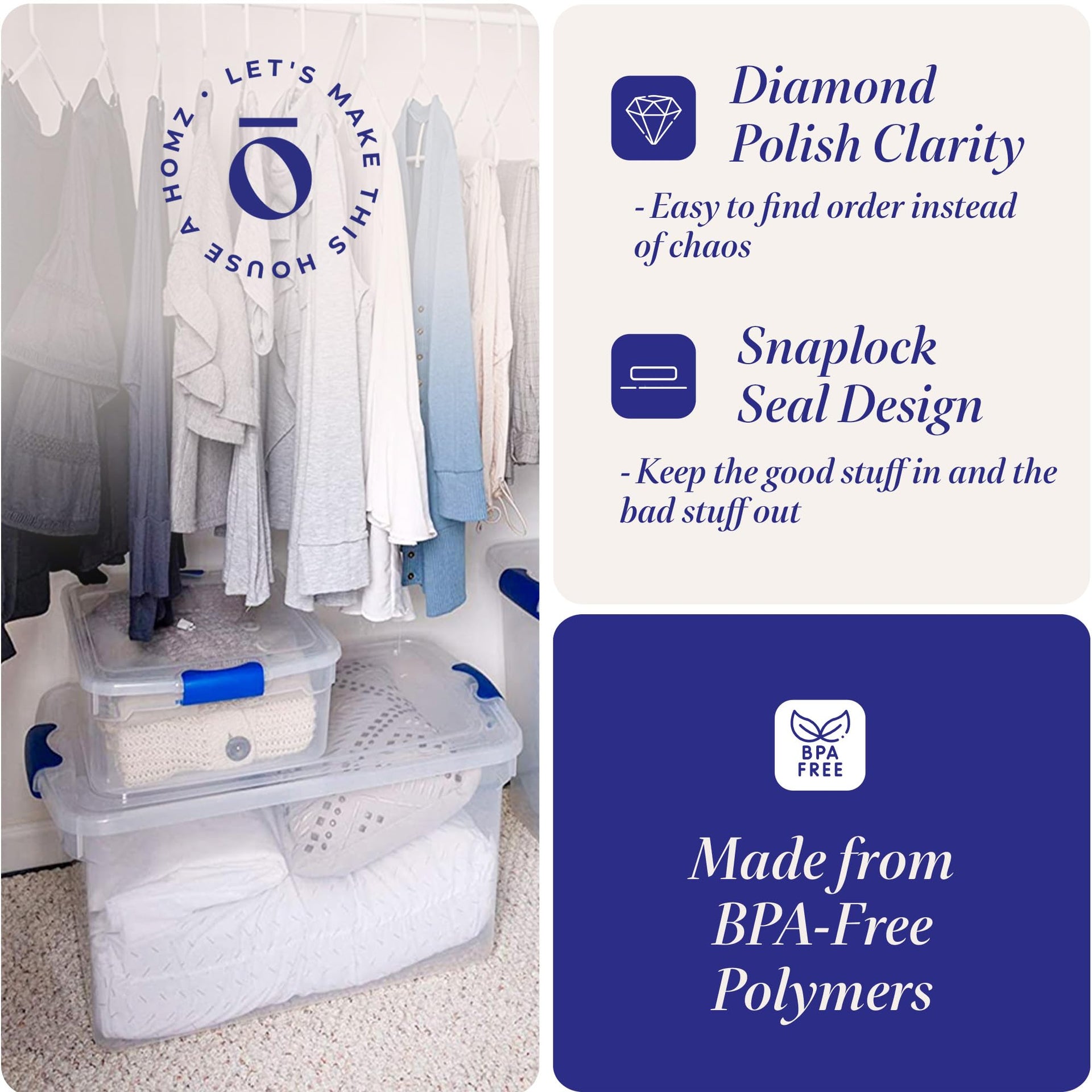Clear Plastic Storage Bins w (2 Count)