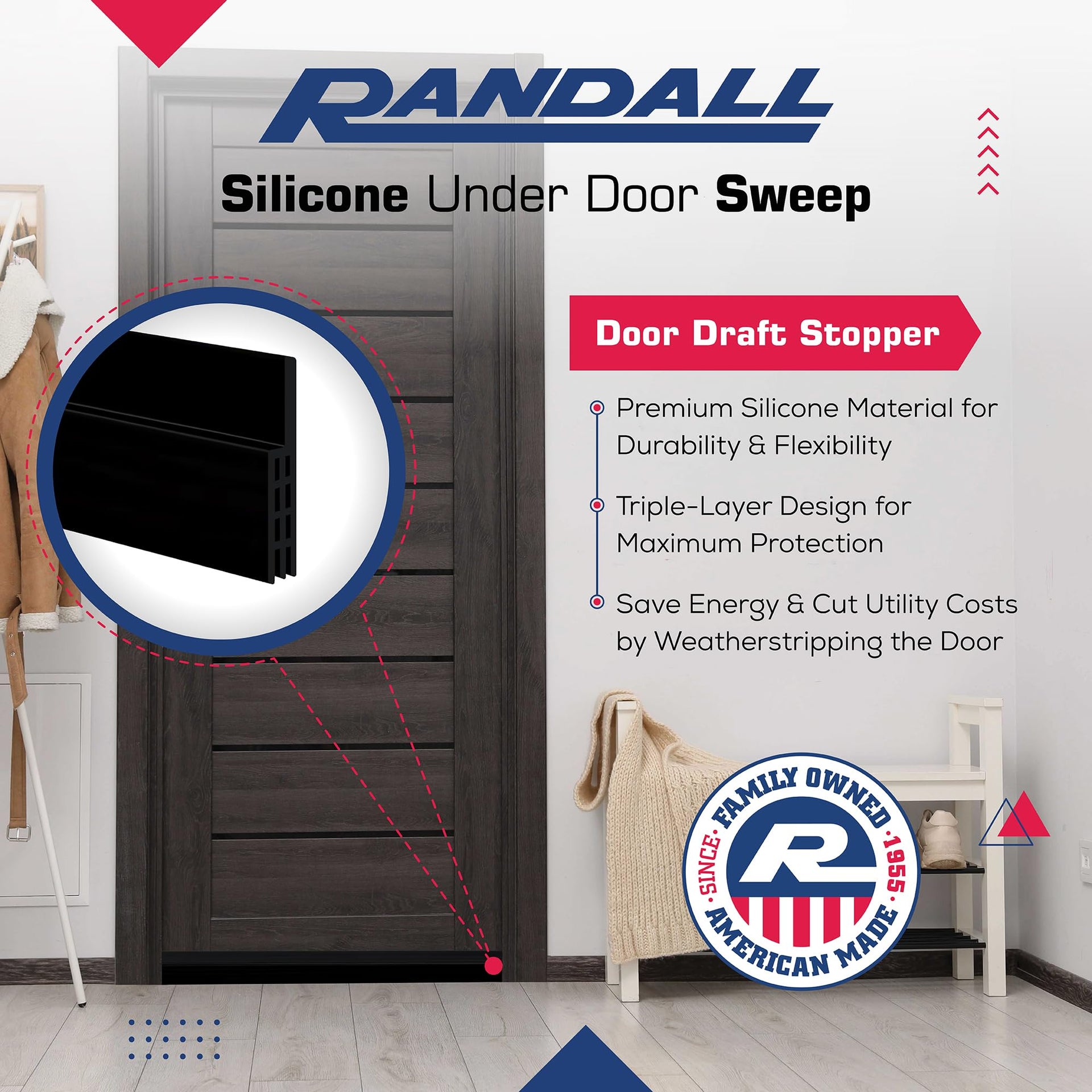 Adhesive Backed Door Draft Stopper