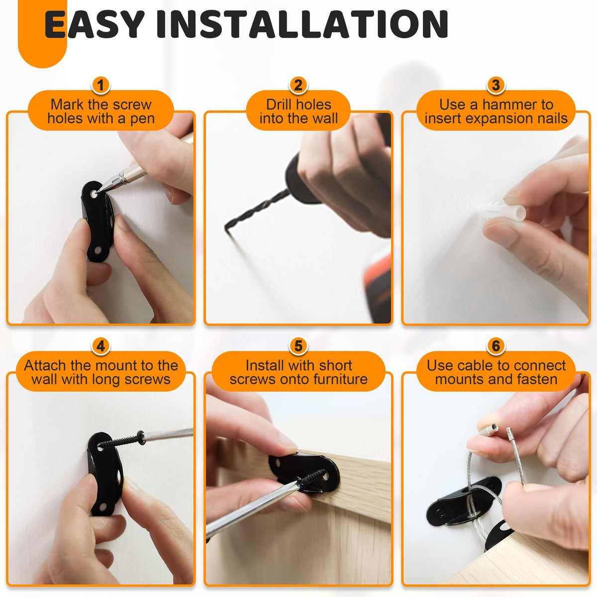 Furniture Anchors for Baby Proofing (10 Count)