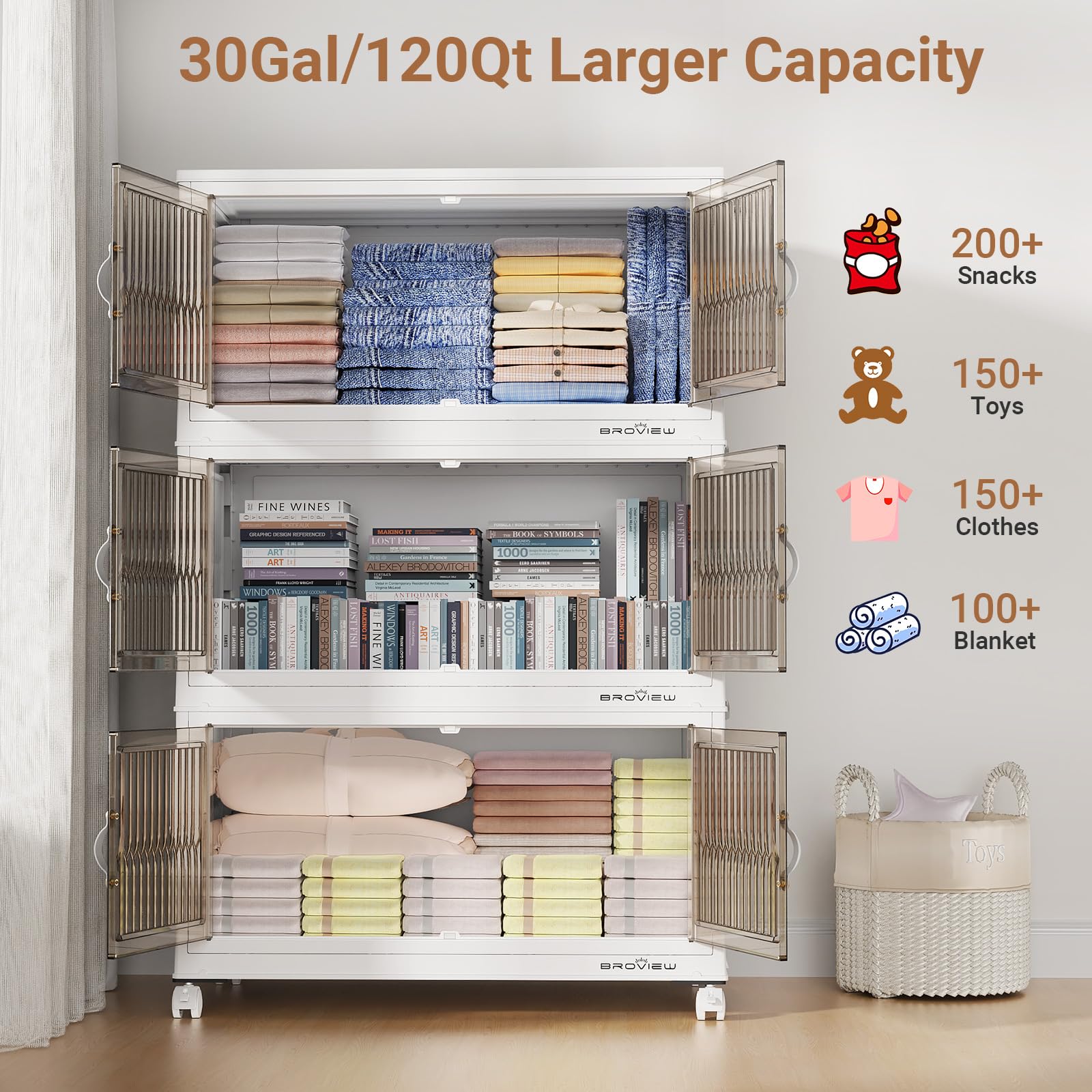 600Qt Stackable Storage Bins with Lid (5 Count)