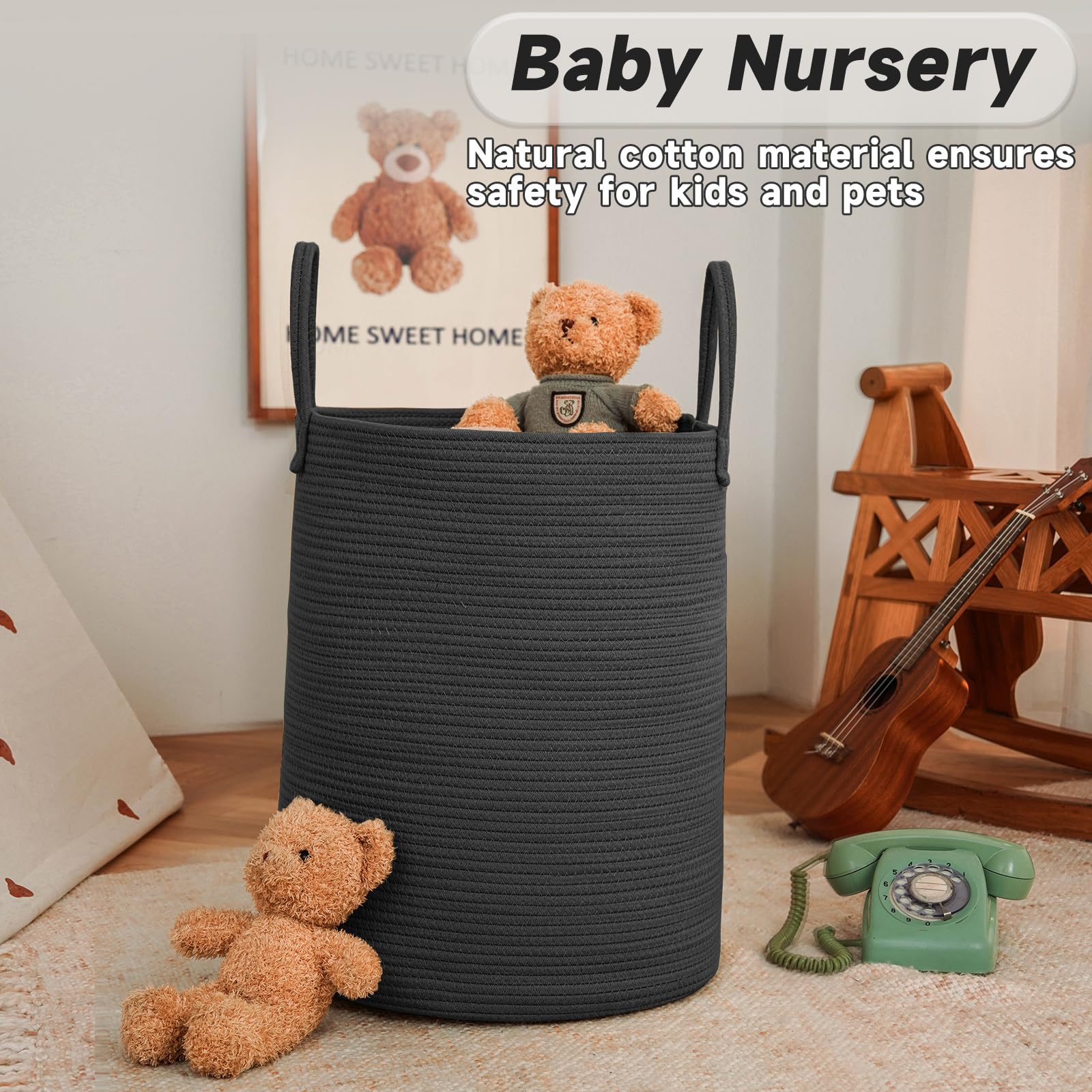 60L Cotton Rope Laundry Basket Hamper