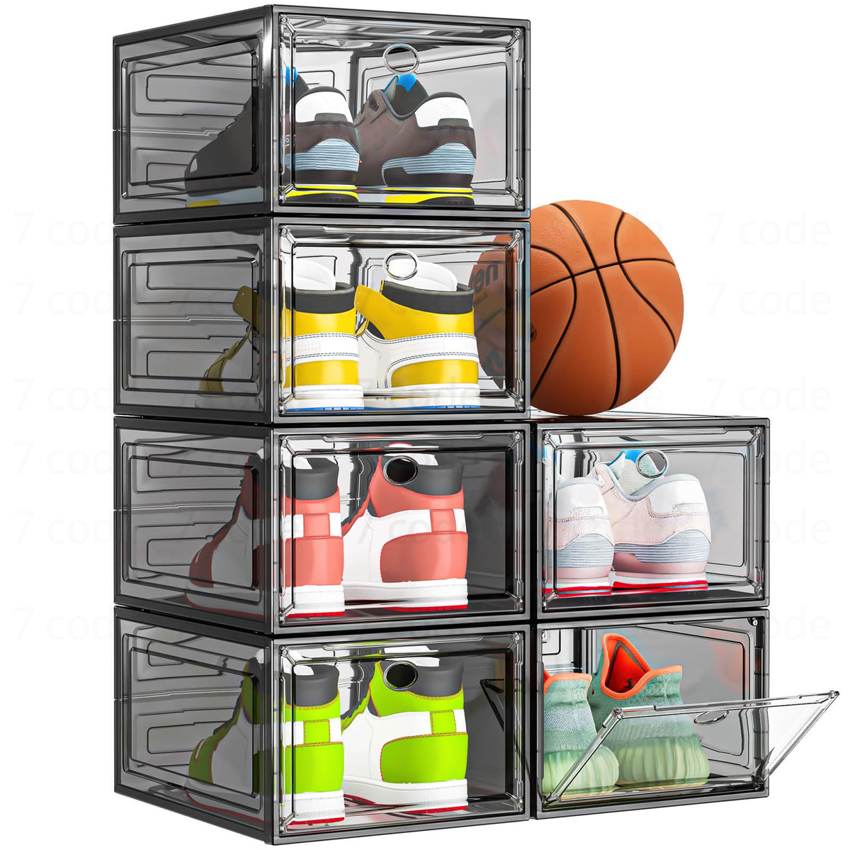 Sturdy Clear Shoe Organizer with Magnetic Door (6 Count)