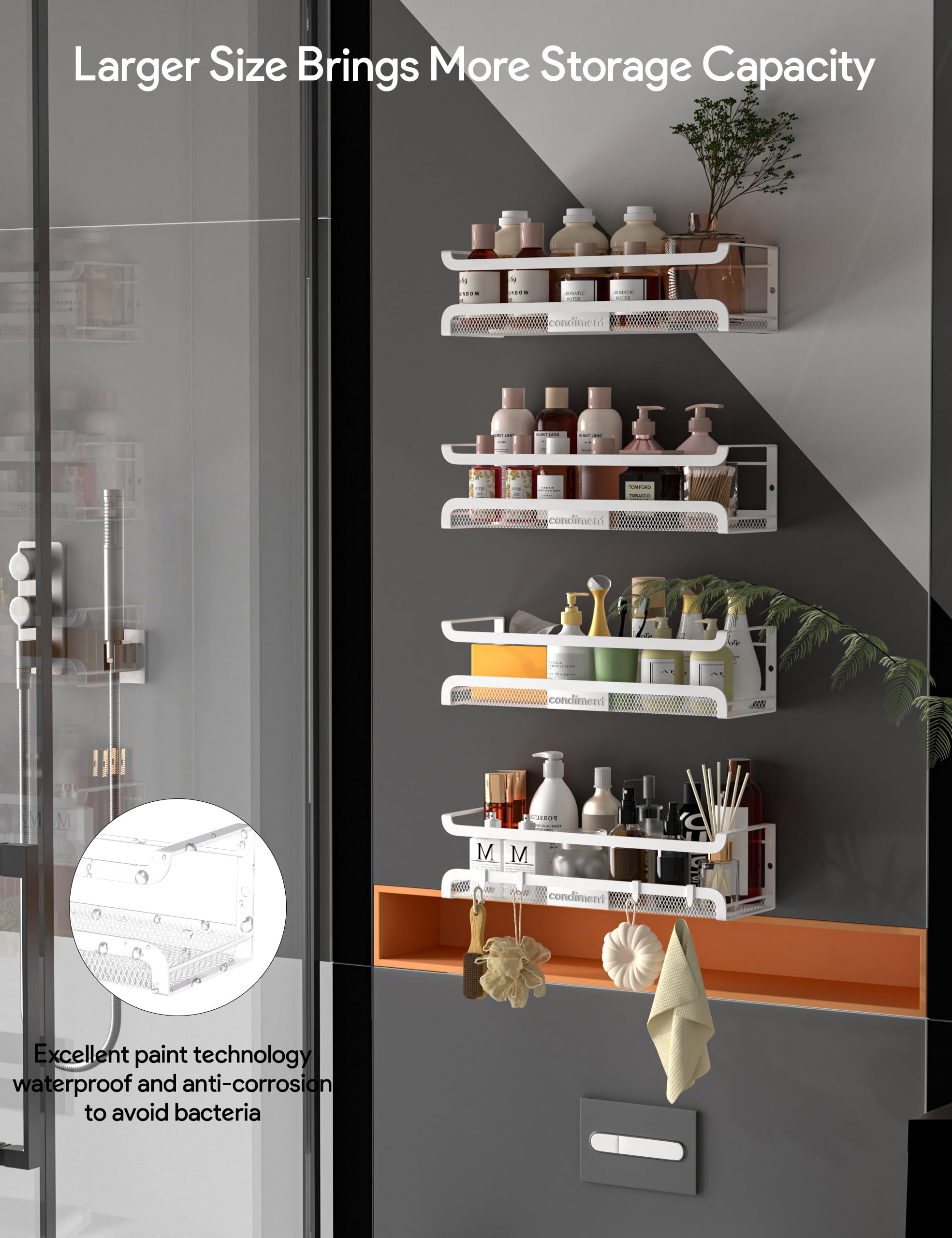 Spice Rack Wall Mount with Hooks (2 Count)