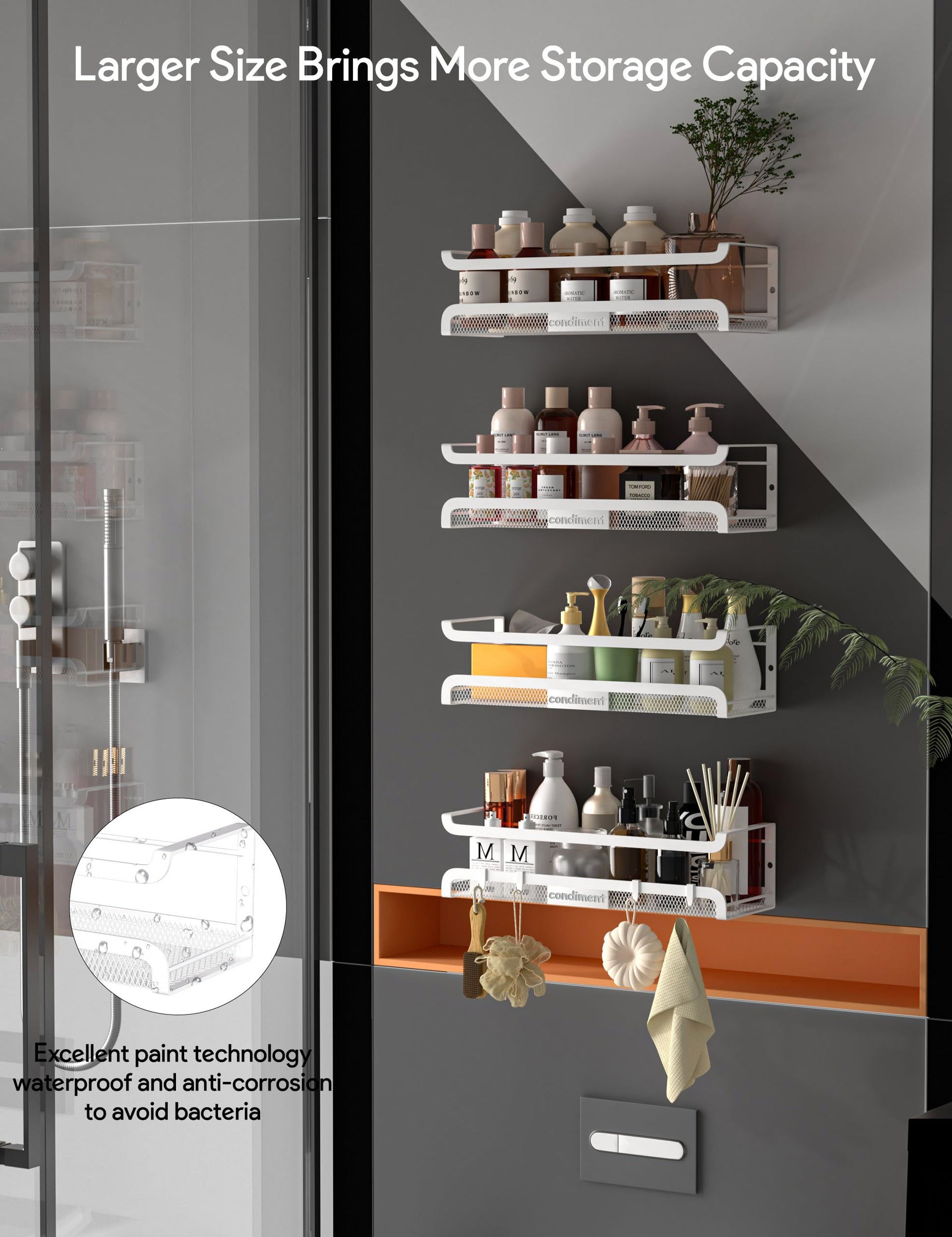 Spice Rack Wall Mount with Hooks