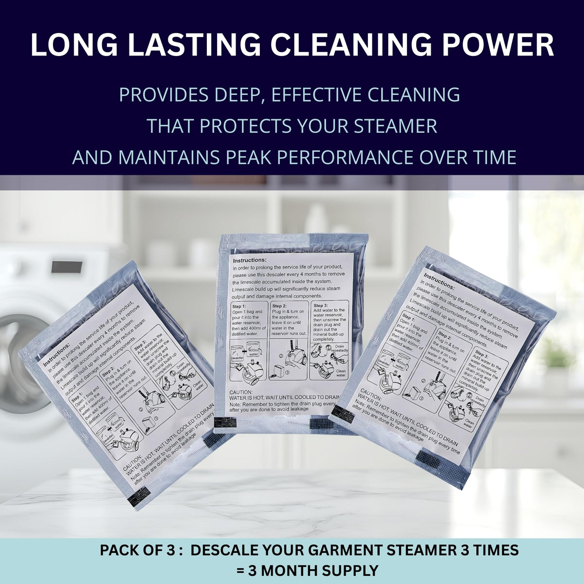 Universal Garment Steamer Descaler Packets (3 Count)