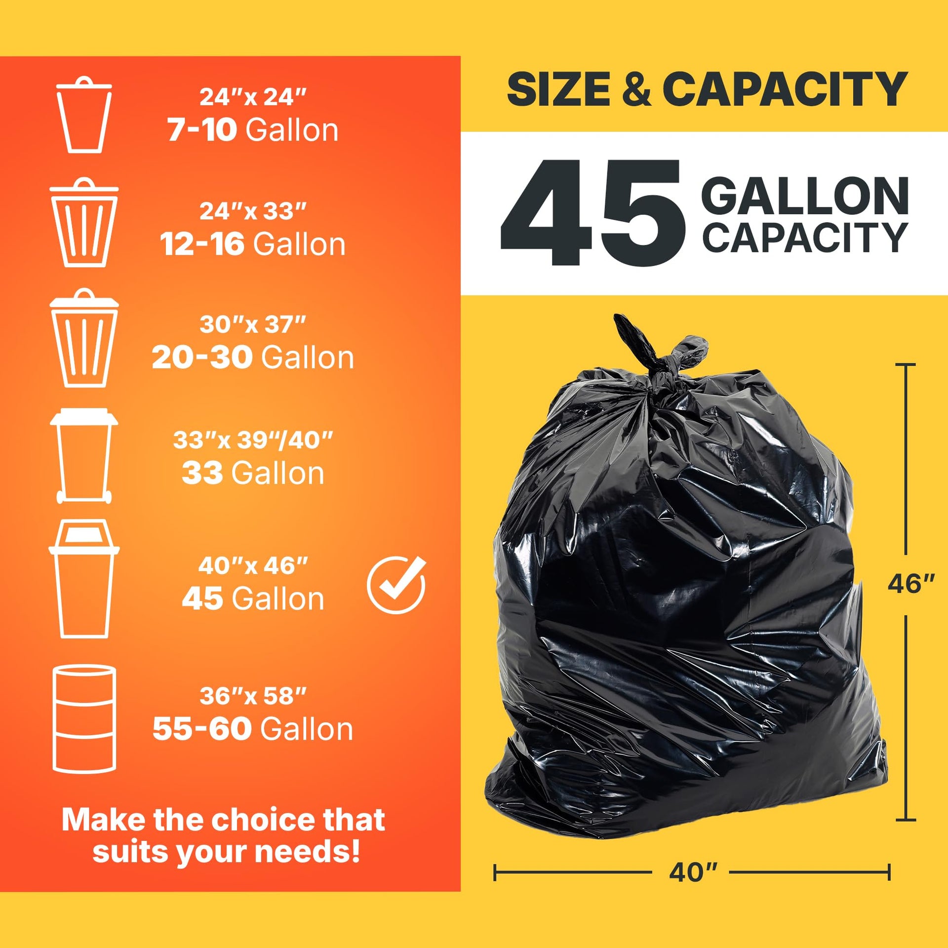 45 Gallon Trash Bags (100 Count)