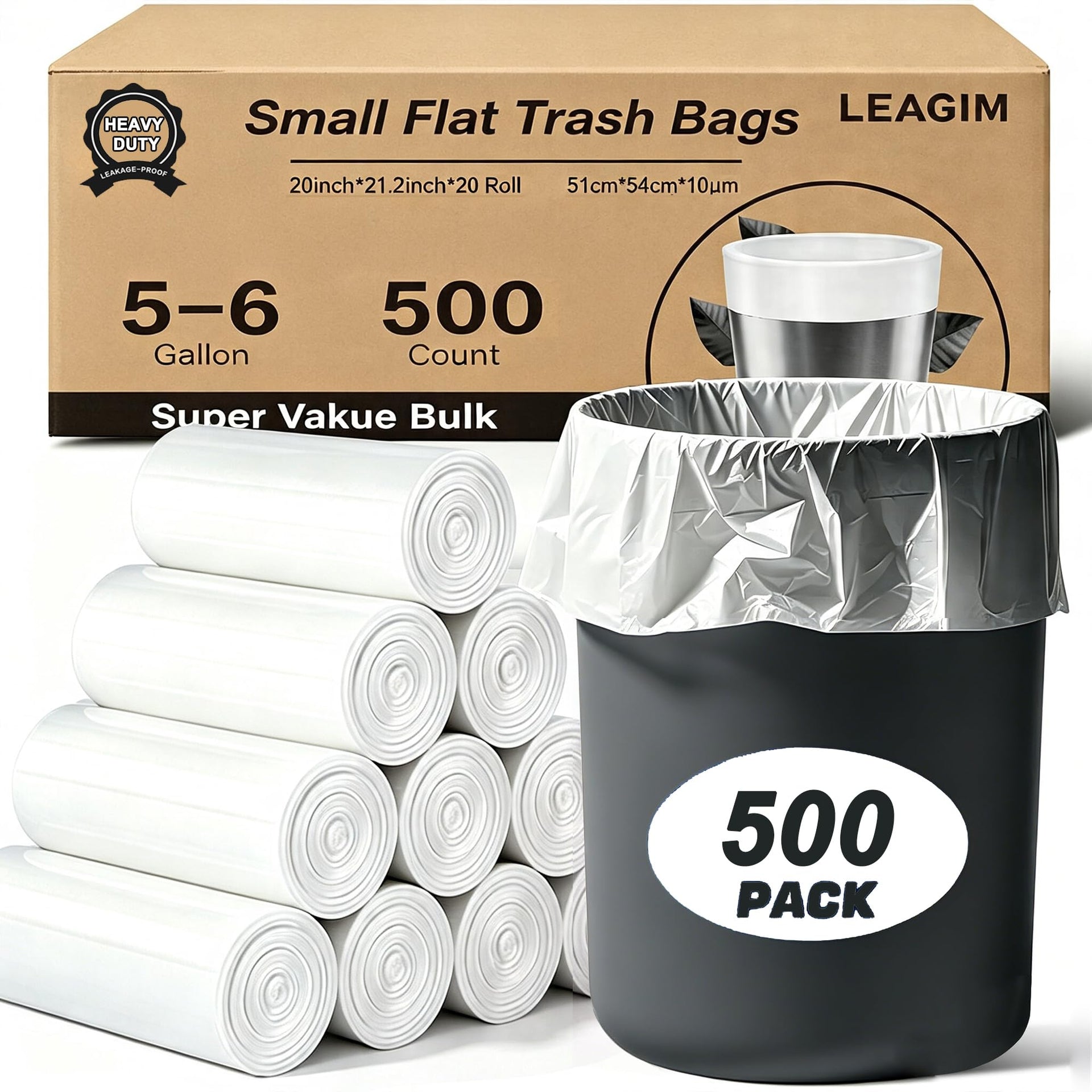 500 Count 5 6 Gallon Trash Bags