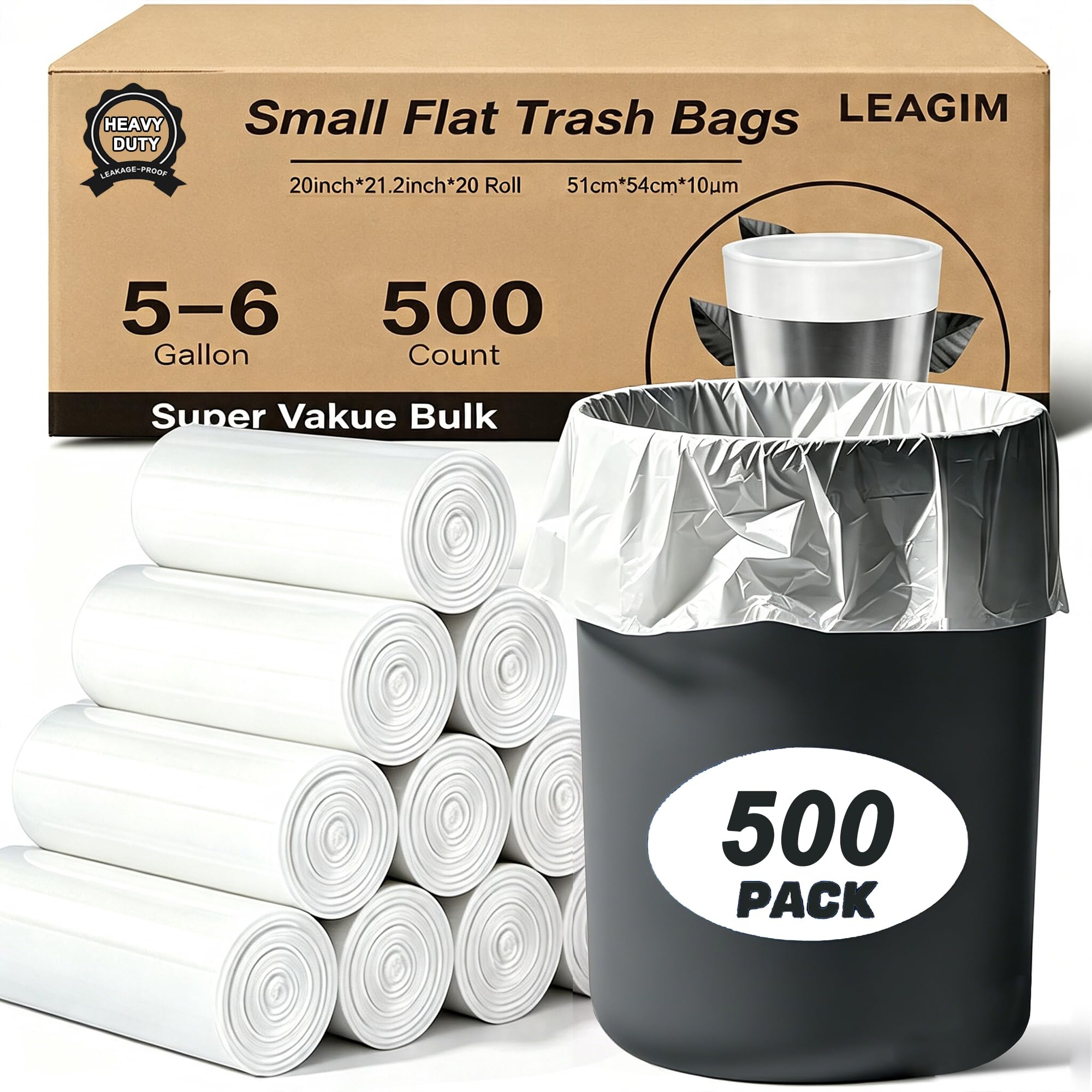 500 Count 5 6 Gallon Trash Bags