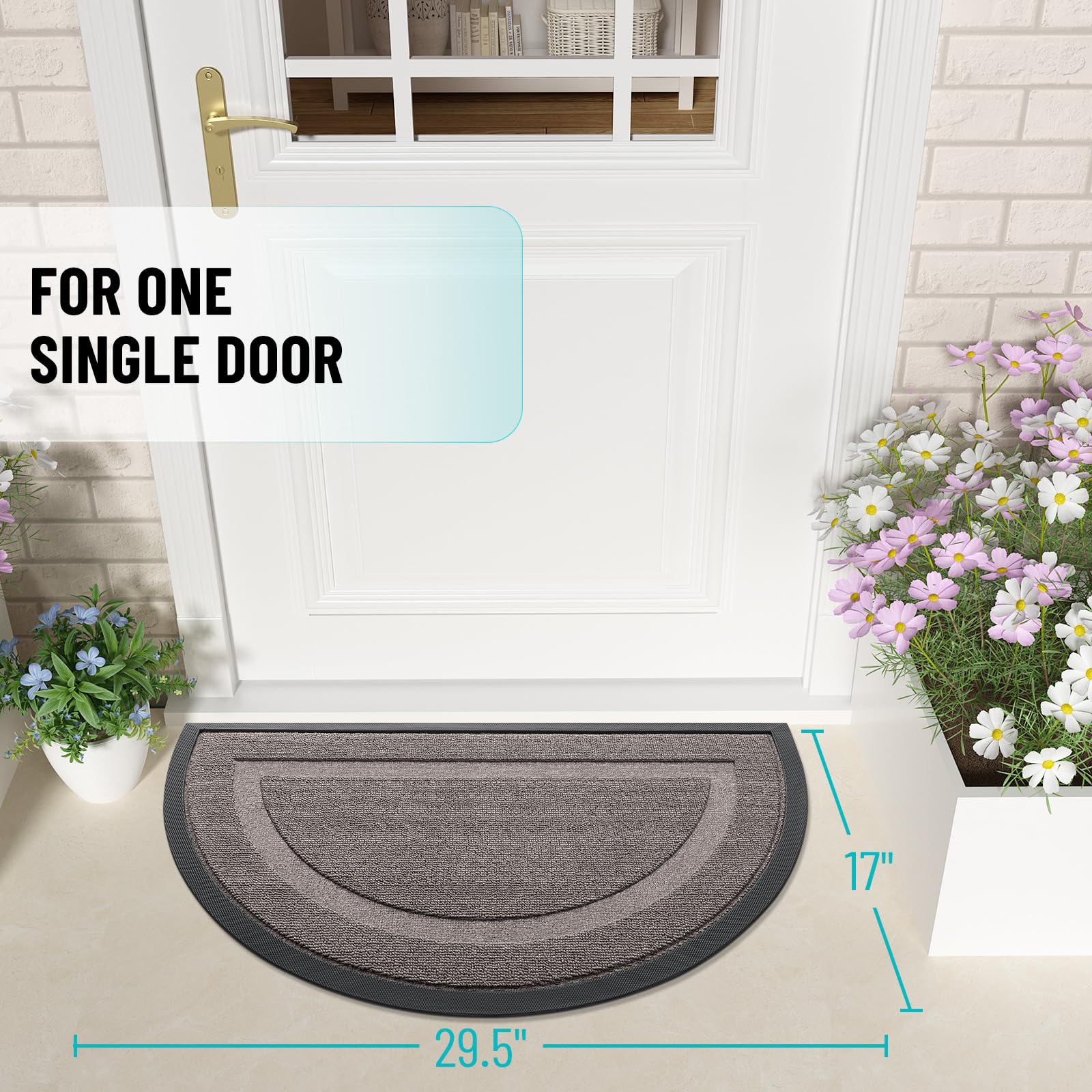 Half Circle Front Door Mat Outside 29.5x17 All (3.517 Sq Ft)