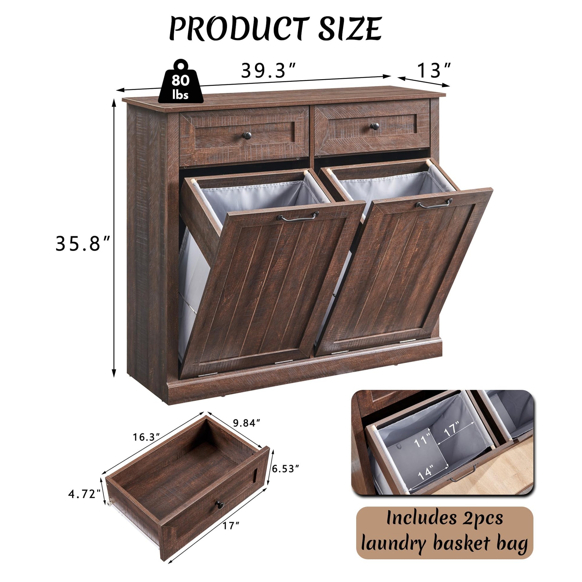Double Tilt Out Laundry Hamper Cabinet
