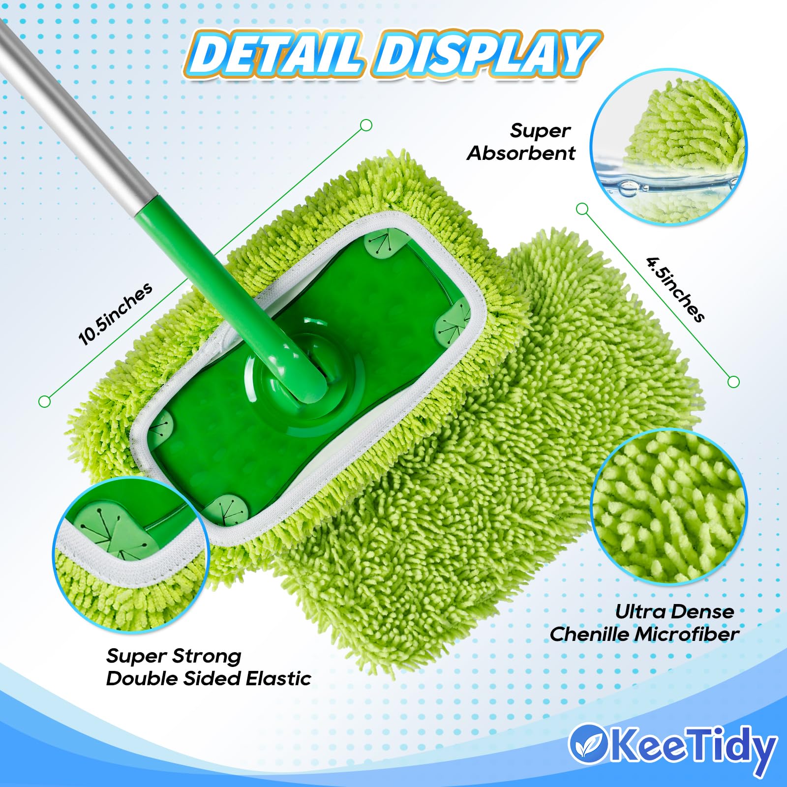 Reusable Microfiber Mop Pads Compatible with Swiffer Sweeper Mop (3 Count)