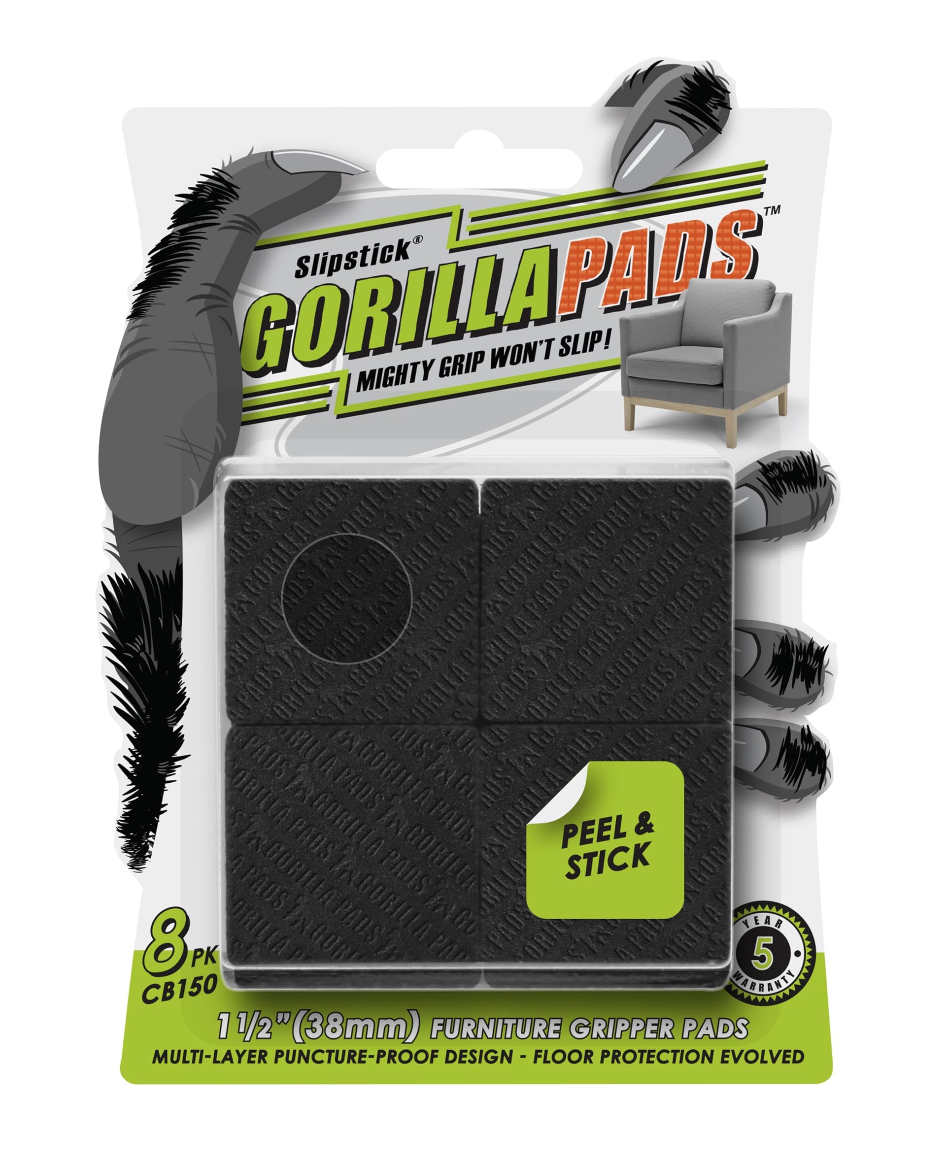 GorillaPads CB150 Non Slip Furniture Pads (8 Count)
