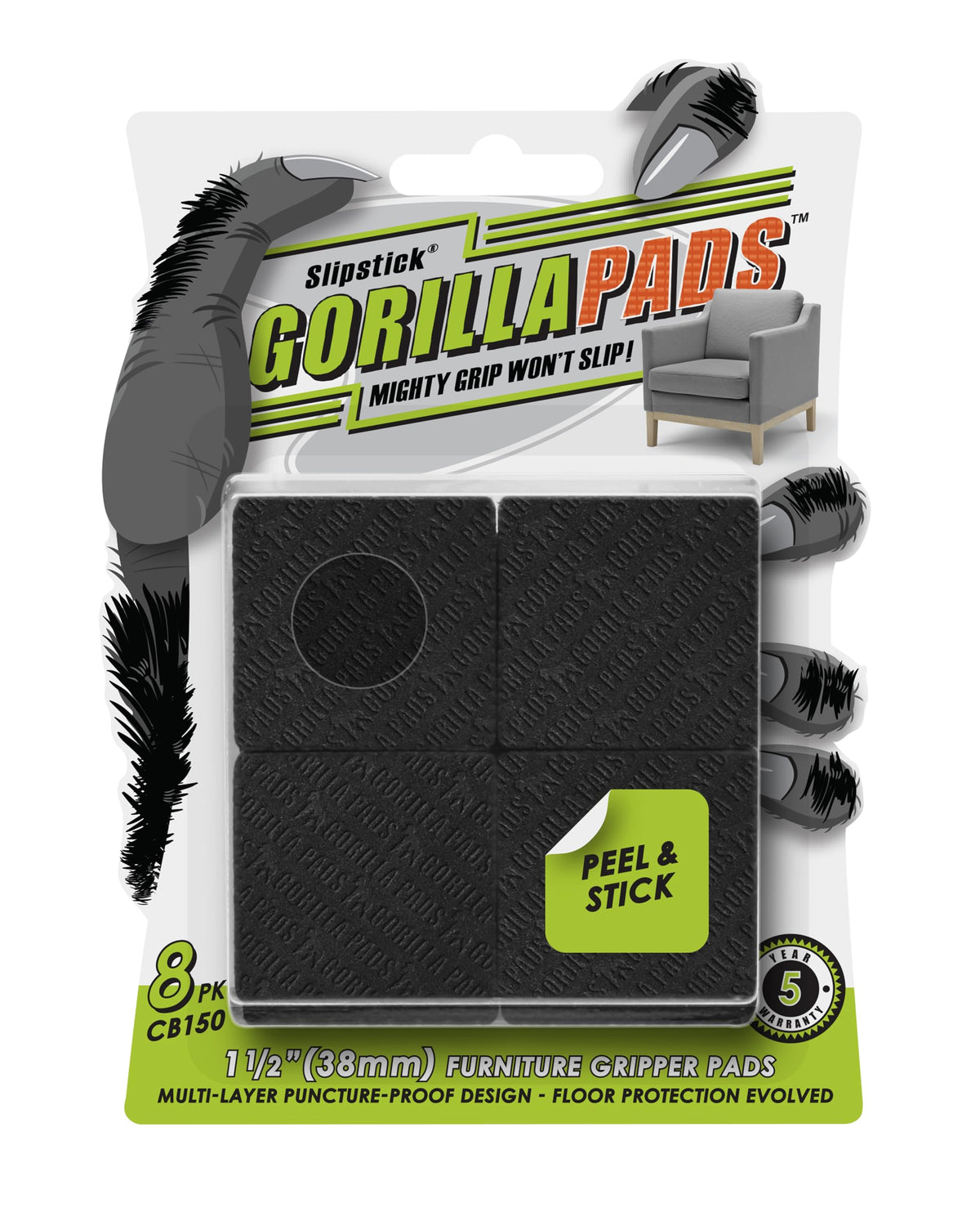 GorillaPads CB150 Non Slip Furniture Pads (8 Count)