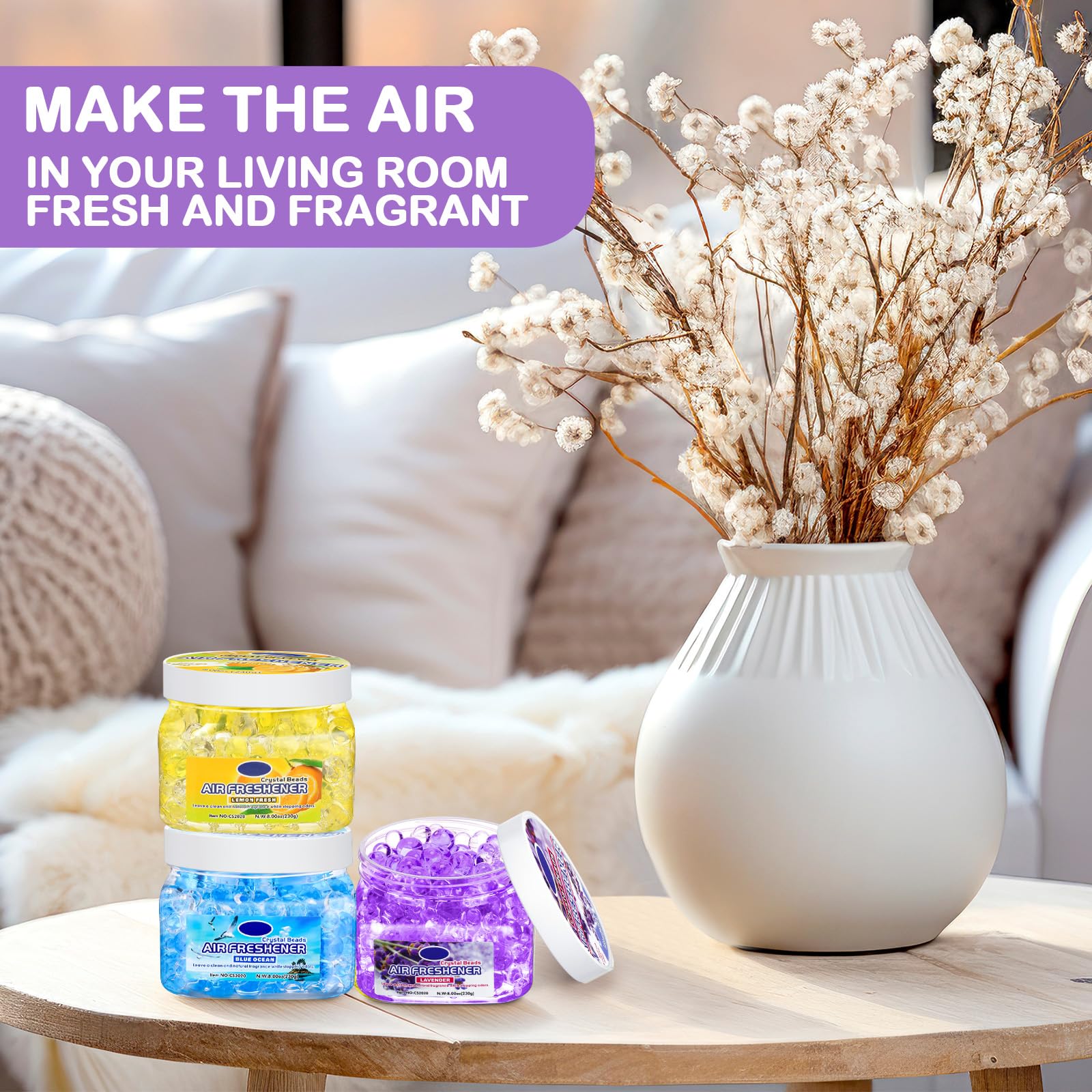 6 Pcs Air Freshener Gel Beads (48 Fl Oz)
