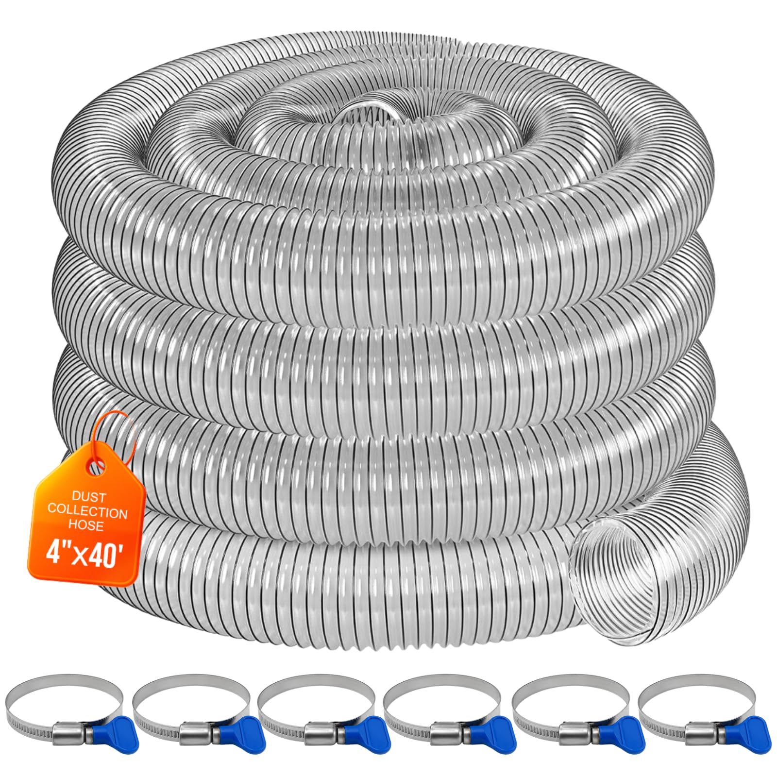 4"x40' Clear PVC Dust Collection Hose