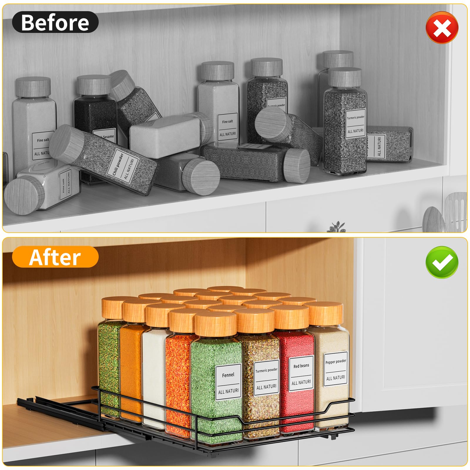 Pull Out Spice Rack Organizer for Cabinet