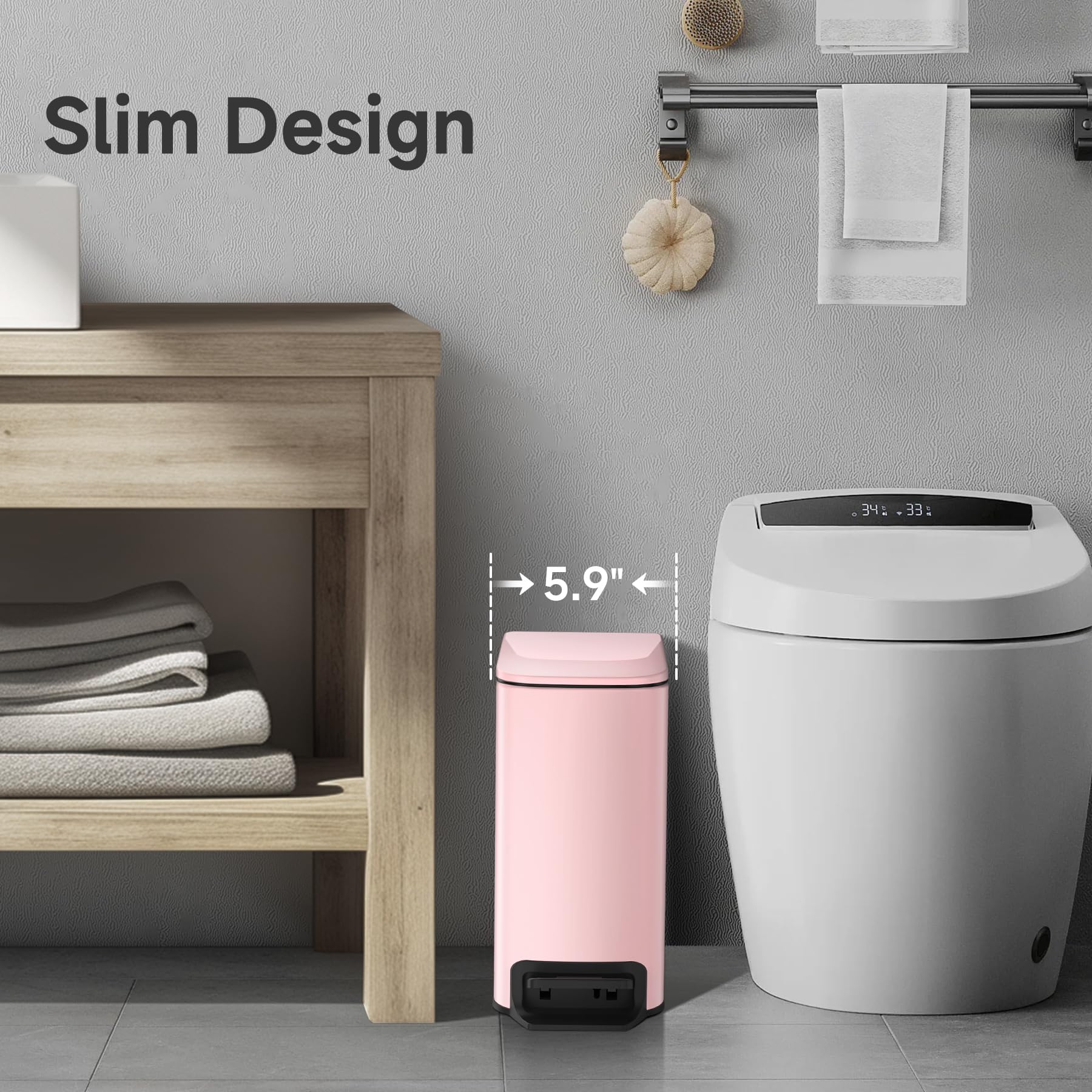 Small Bathroom Trash Can with Lid
