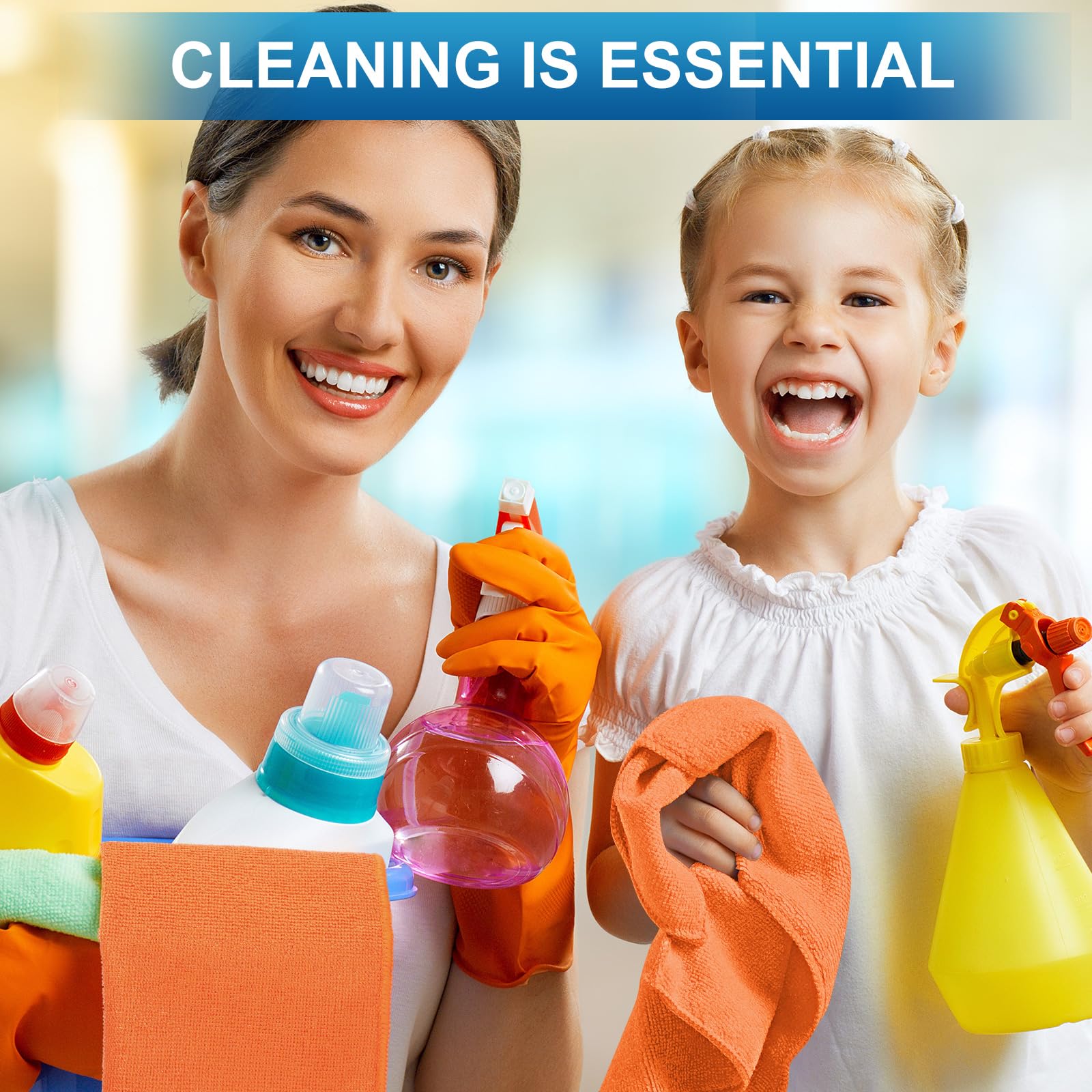 100 Pack 12'' x 12'' Microfiber Cleaning Cloths Reusable Cleaning Rags Bulk Microfiber Towels Softer Highly Absorbent Washcloths for House Kitchen Car Window
