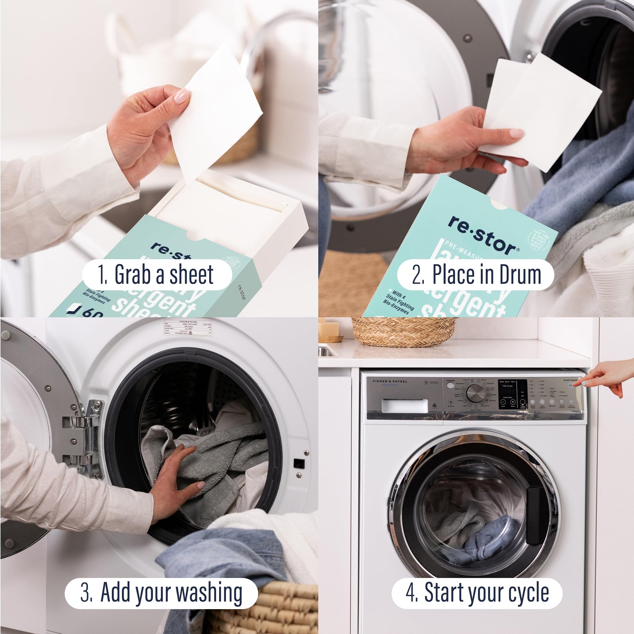 restor Laundry Detergent Sheets Fresh Linen 60 Loads (60 Count)
