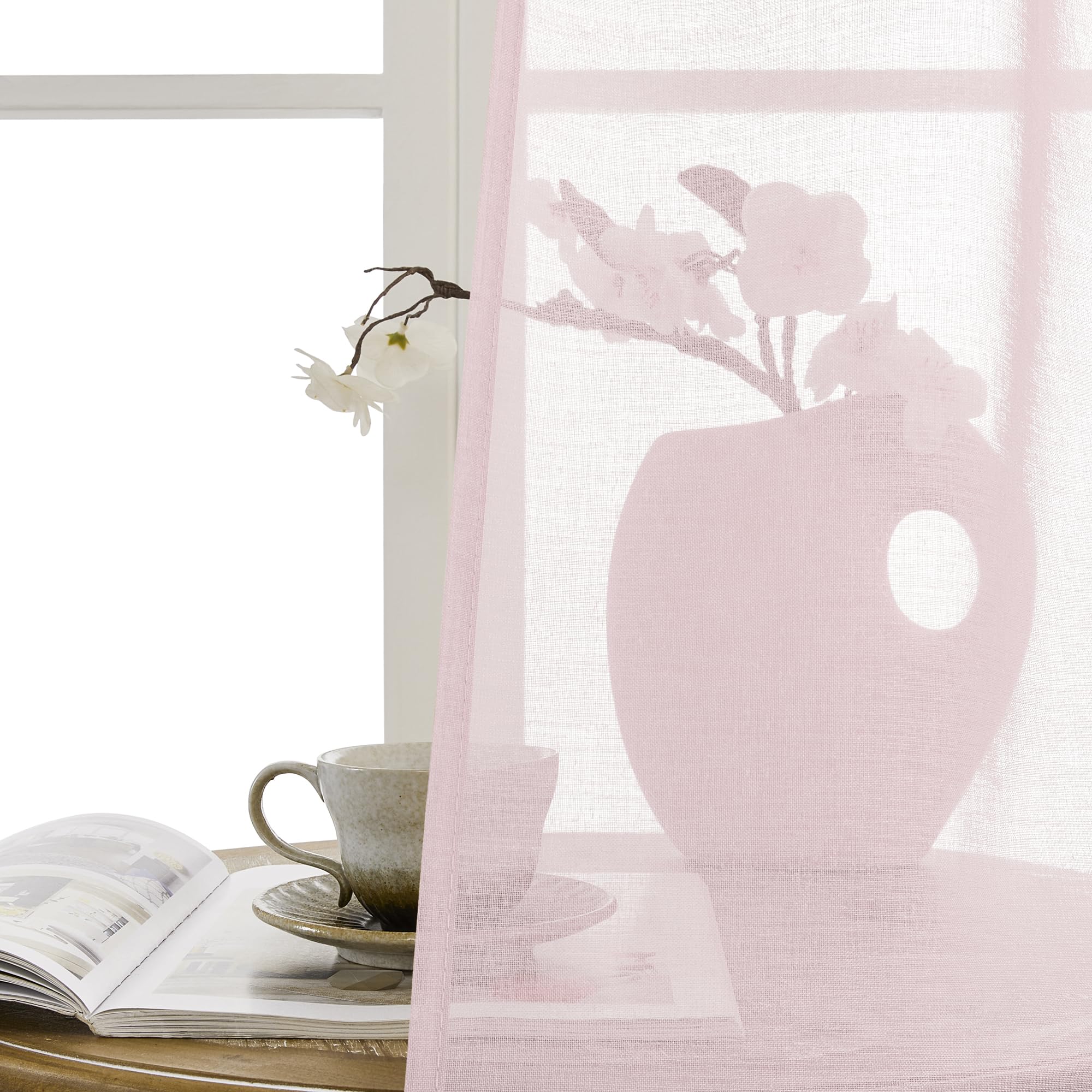 Sheer Door Curtain Closet Linen Textured Curtain Sheers Doorway Light Filtering Voile French Door Rod Pocket Curtains Patio Glass Doors