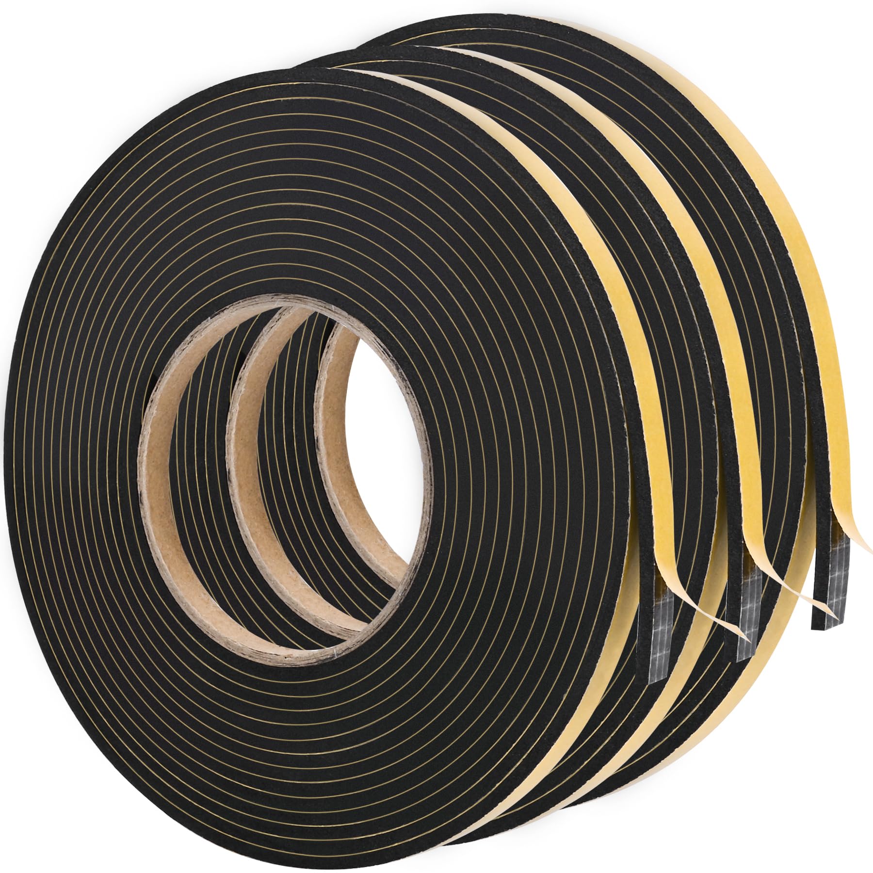 Black Door Window Weather Stripping Self Adhesive Foam Tape High Density Foam Sealing Strip Window Insulation Weatherproof Gasket Tape 1 (59.1 Foot)