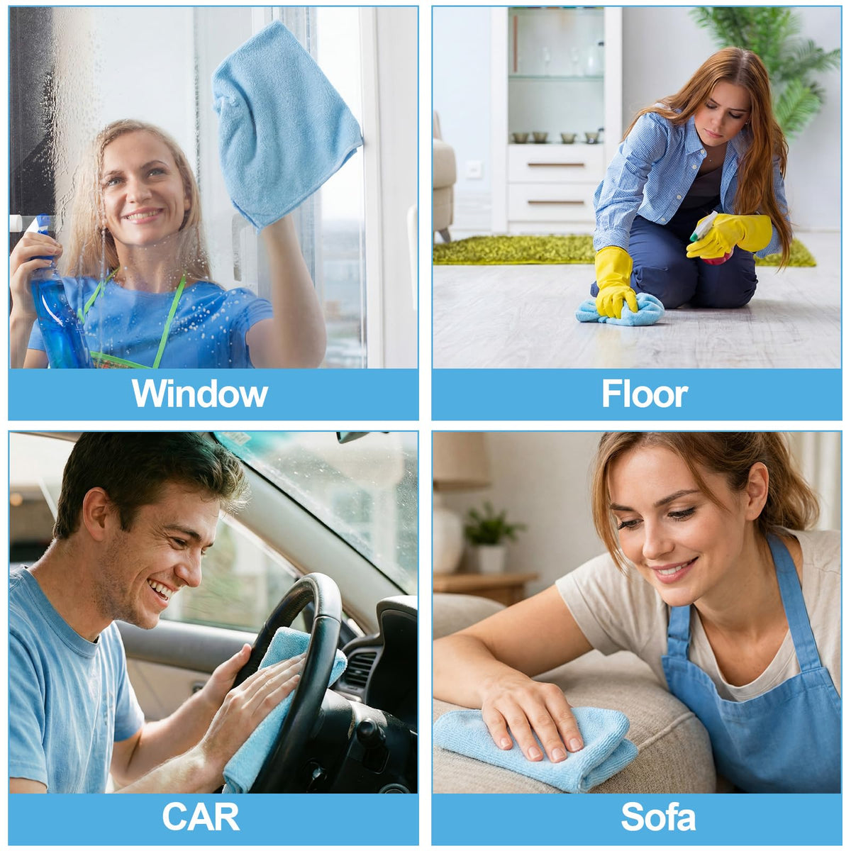 Cleaning Cloths for Cars 16 x 16 Inch Ultra Absorbent Towels Drying Microfiber Reusable Cleaning Supplies House Kitchen Window Microfiber Towel (60 Count)