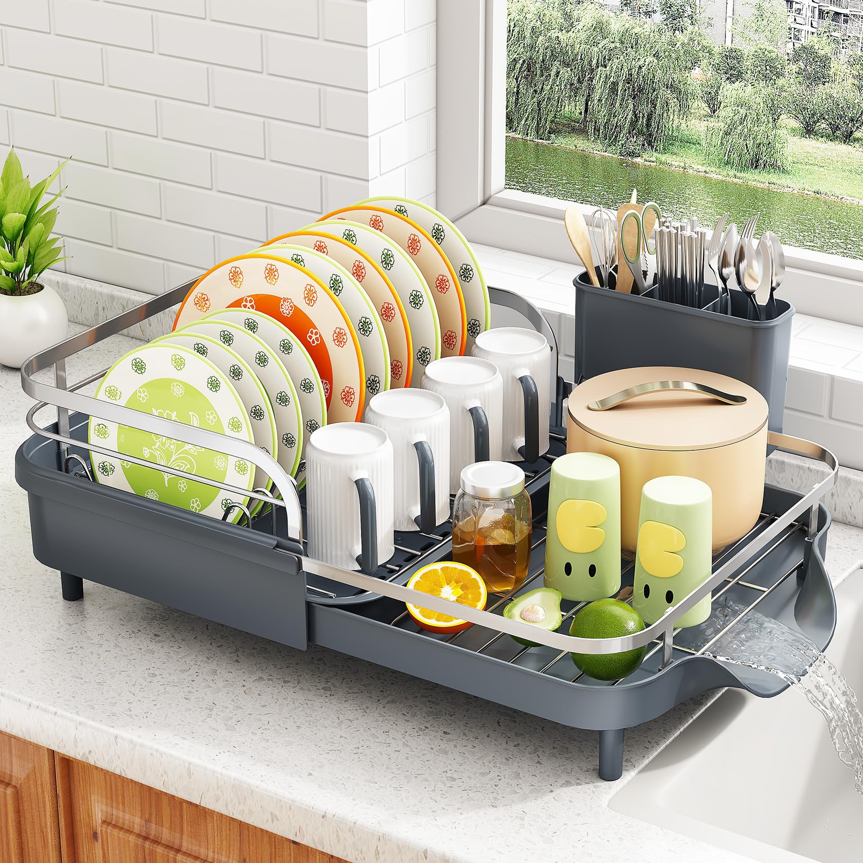 Expandable Dish Drying Rack for Small Kitchen Counter
