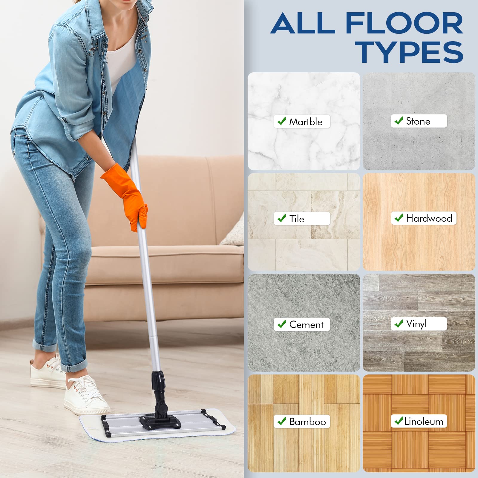 MATTHEW 18'' Microfiber Spray Mop Replacement Pads Heads for Wet Dry Reusable Mops Floor Home Commercial Cleaning Refills (12 Count)